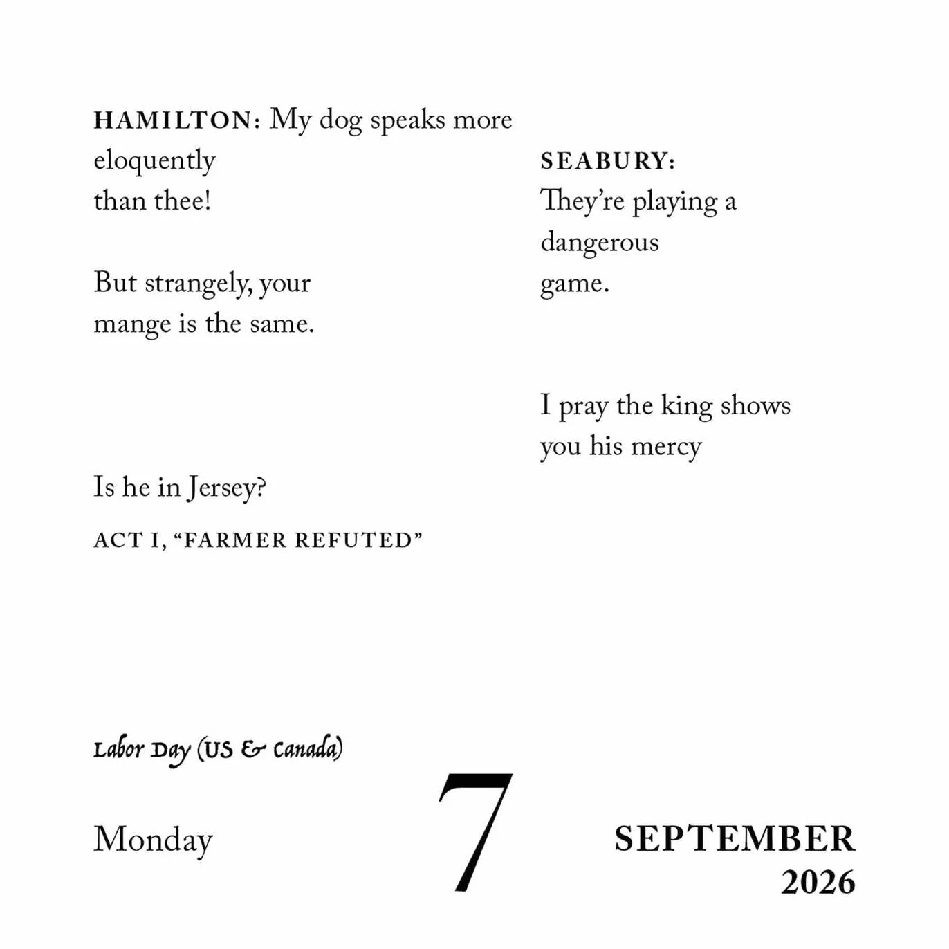 Hamilton 2026 Day-to-Day Calendar: An American Musical