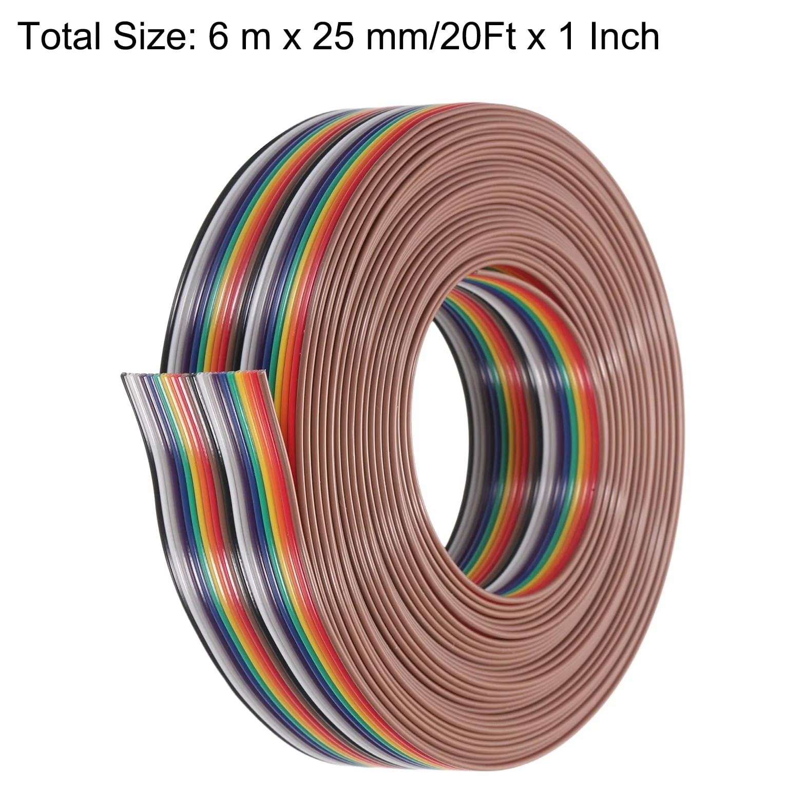 QUARKZMAN 1 szt. 20 pinów płaskich sznurków Rainbow Ribbon Cable 20 Ft 1.27mm Pitch Breadboard Jumper Wires do projektów elektronicznych