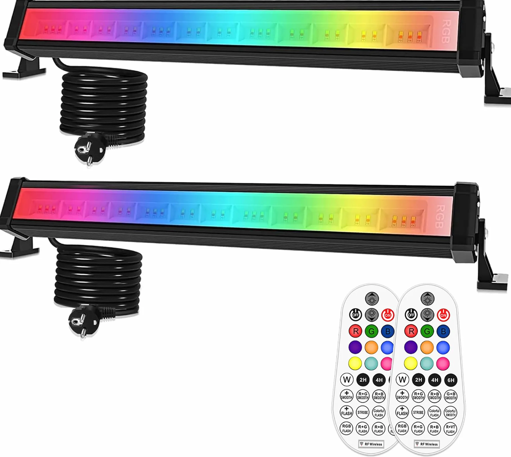 MEIHUA Reflektor RGB 42 W, do zewnątrz, 10 kolorów, 6 jasności, 30 trybów, IP66, oświetlenie ścianowe i LED, efekty świetlne z pilotem zdalnym