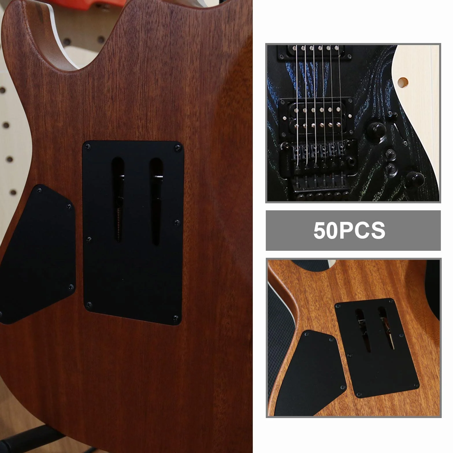 EMSea Śruby pickguard do gitary elektrycznej, 50 szt., śruby montażowe do gitary basowej, akcesoria do instrumentów muzycznych, M3 x 12 mm, czarne