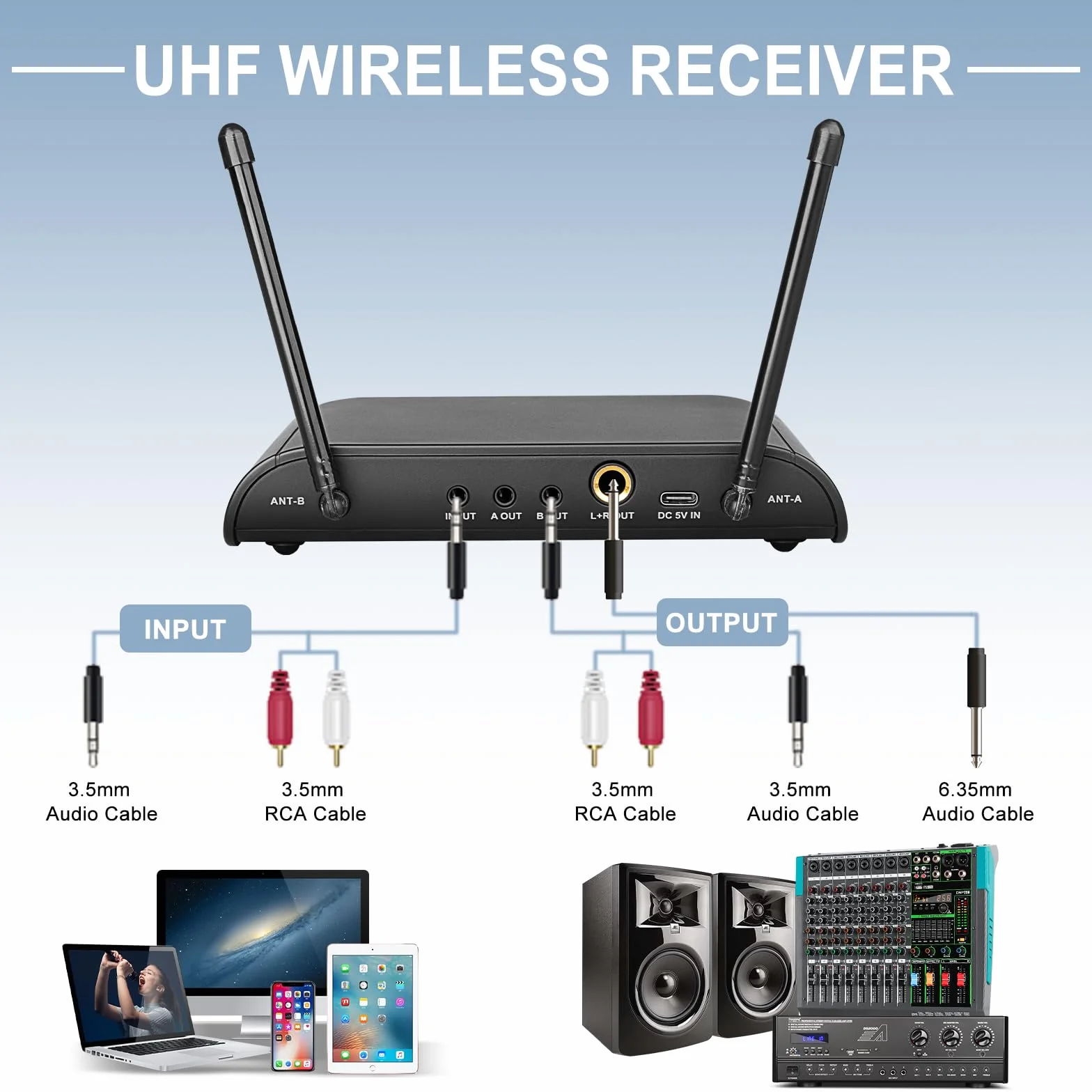 Depusheng R4-Pro mikrofon bezprzewodowy do karaoke, profesjonalny 4-kanałowy ręczny system mikrofonowy, dynamiczny metalowy mikrofon do śpiewu karaoke, kościoła, karaoke, spotkań, przyjęć, kościoła