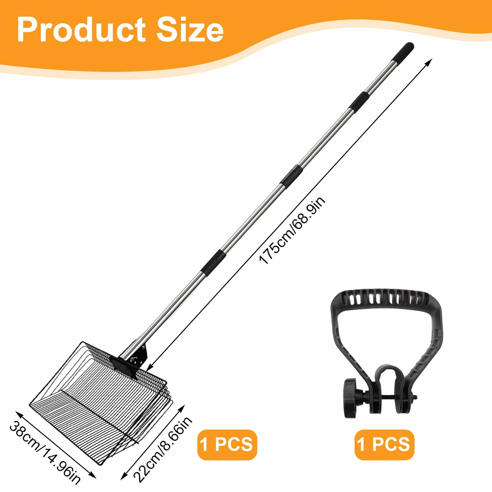 30 cm łopata do odchodów kura, akcesoria do kurnika 5-w-1 regulowana wysuwana łopata do czyszczenia kur Chicken Poop Scooper do kurnika, separacja odchodów i gruzu od piasku