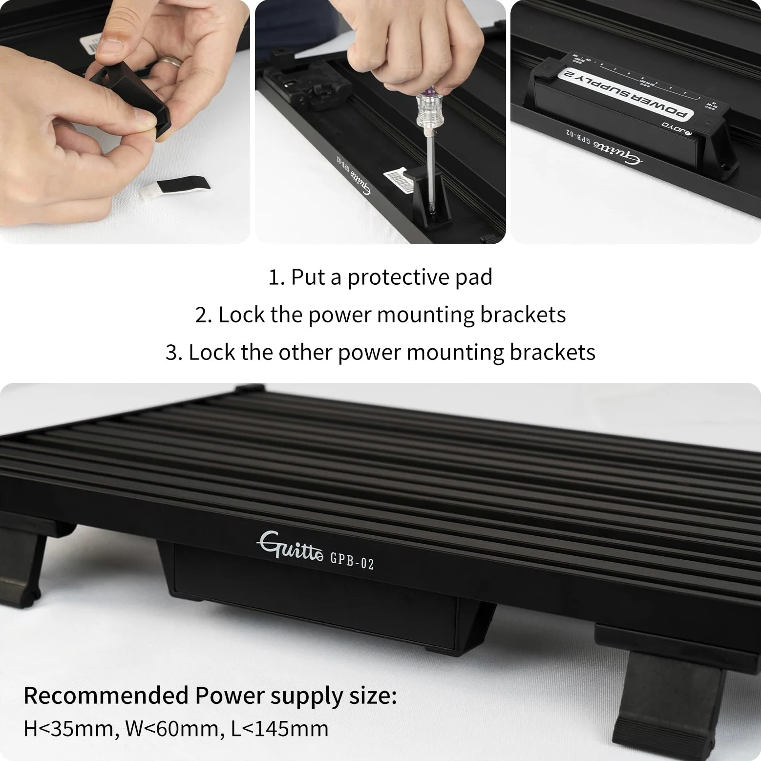 GUITTO Pedalboard gitarowy – bez paska do pedałów gitarowych ze stopu aluminium z torbą do przenoszenia bez pozostałości (GPB-03 duży)