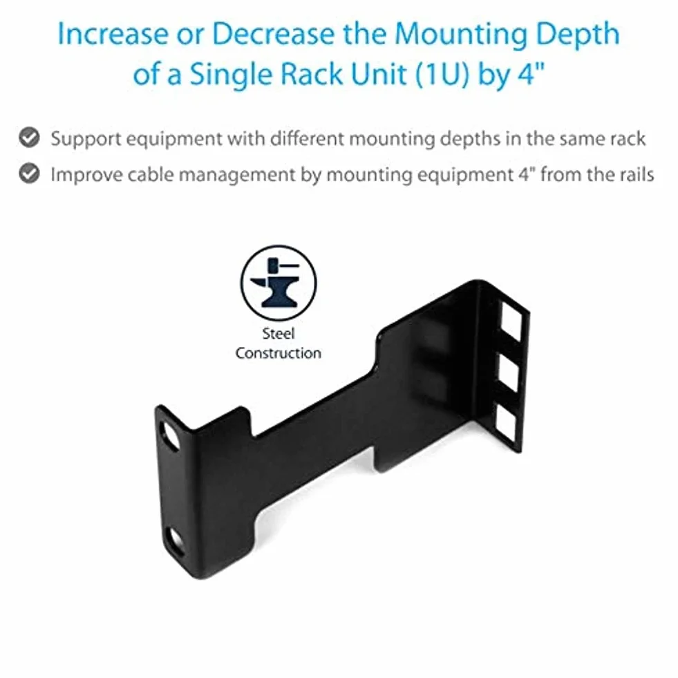 StarTech.com Rozszerzenie głębokości stojaka serwerowego 1 HE 10 cm adapter montażowy do szafy rack