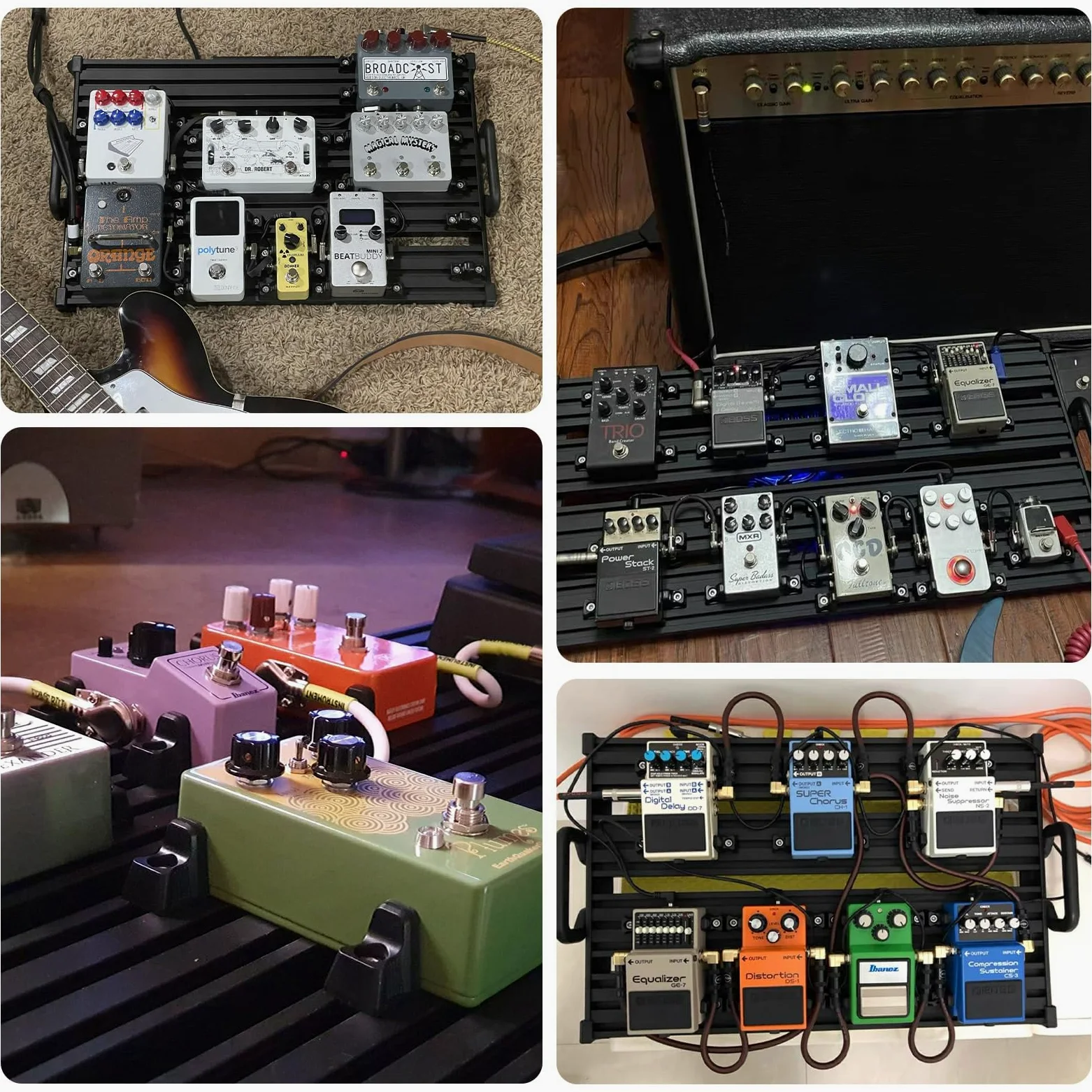 GUITTO Pedalboard gitarowy – bez paska do pedałów gitarowych ze stopu aluminium z torbą do przenoszenia bez pozostałości (GPB-03 duży)