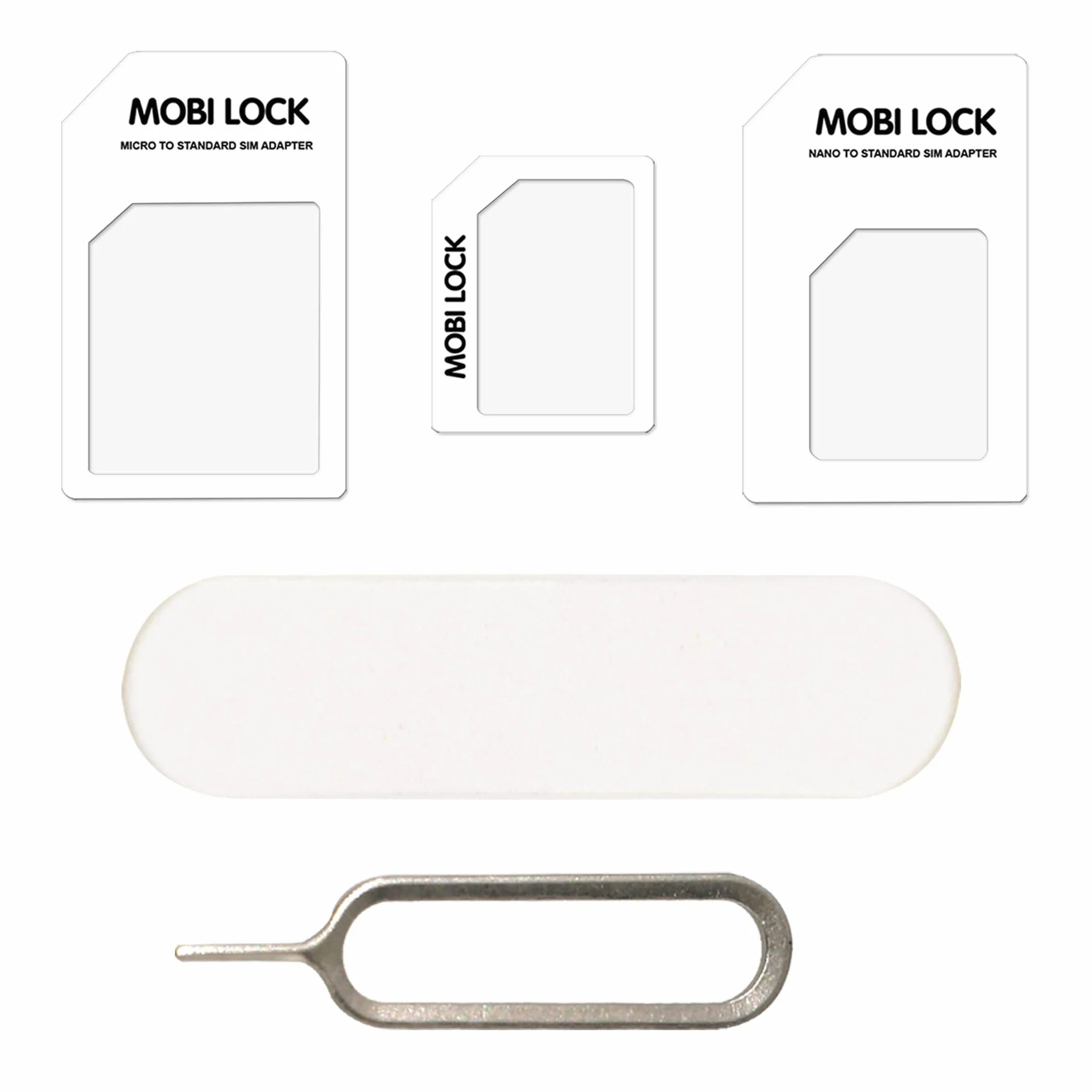 Zestaw adapterów kart SIM 6 w 1 (Micro, Nano, Standard) - Kompatybilny z iPhone'ami (17, 16, 15, 14, 13, X Pro), wszystkimi smartfonami z Androidem, iPadami i tabletami - od Mobi Lock