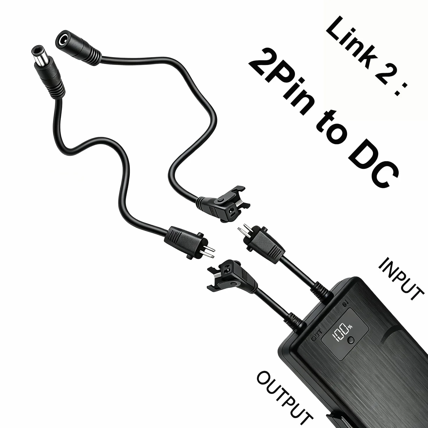 BaiDian DC Flat-Round kabel do elektrycznej leżanki, Linia konwersji Kabel - przedłużacz DC Złącze męskie-żeńskie 2,1 mm x 5,5 mm,Kabel zasilacza do elektrycznego krzesła pochyłego 29 V 2A