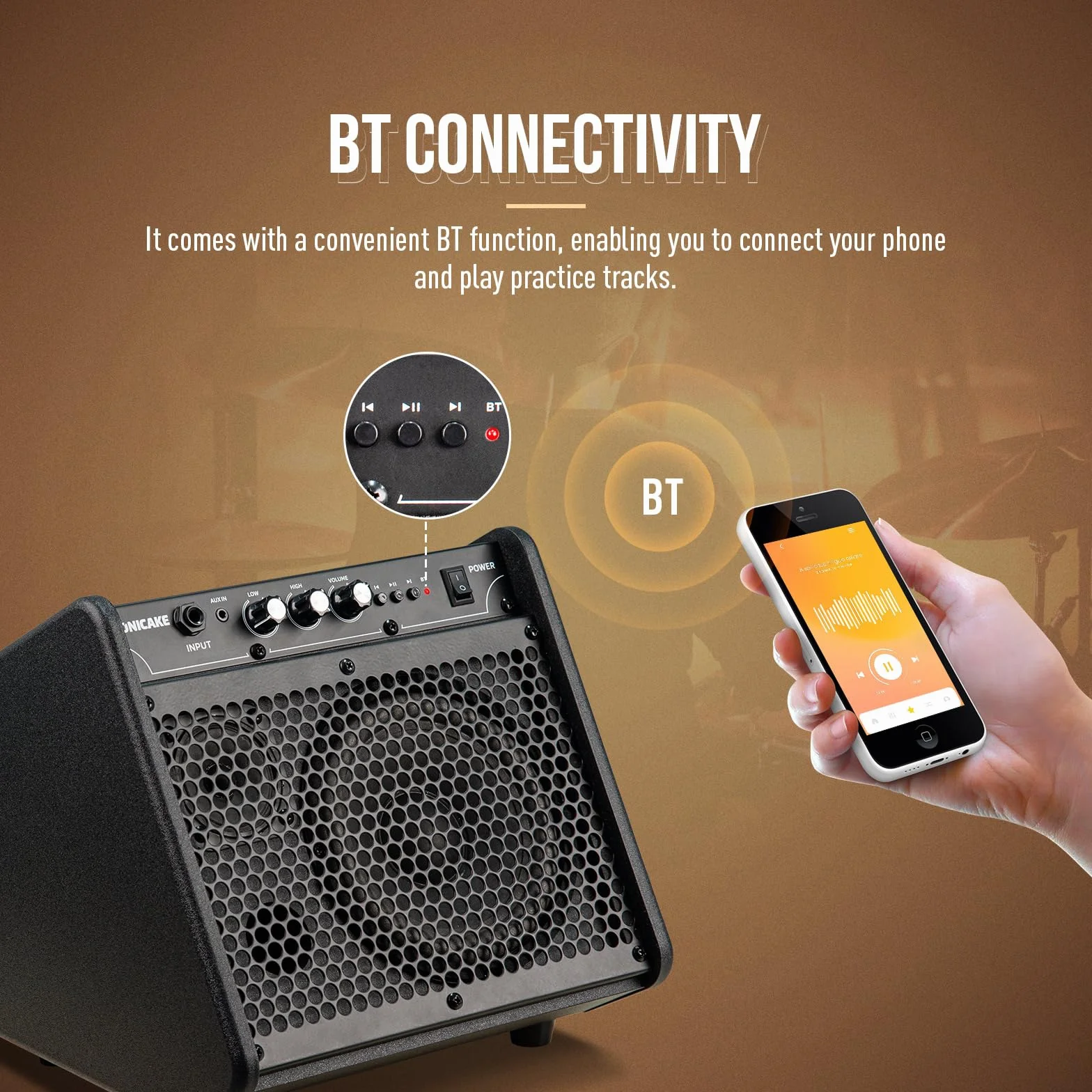 SONICAKE Elektryczny wzmacniacz perkusyjny 20 W Bluetooth przenośny system głośników QDM-20