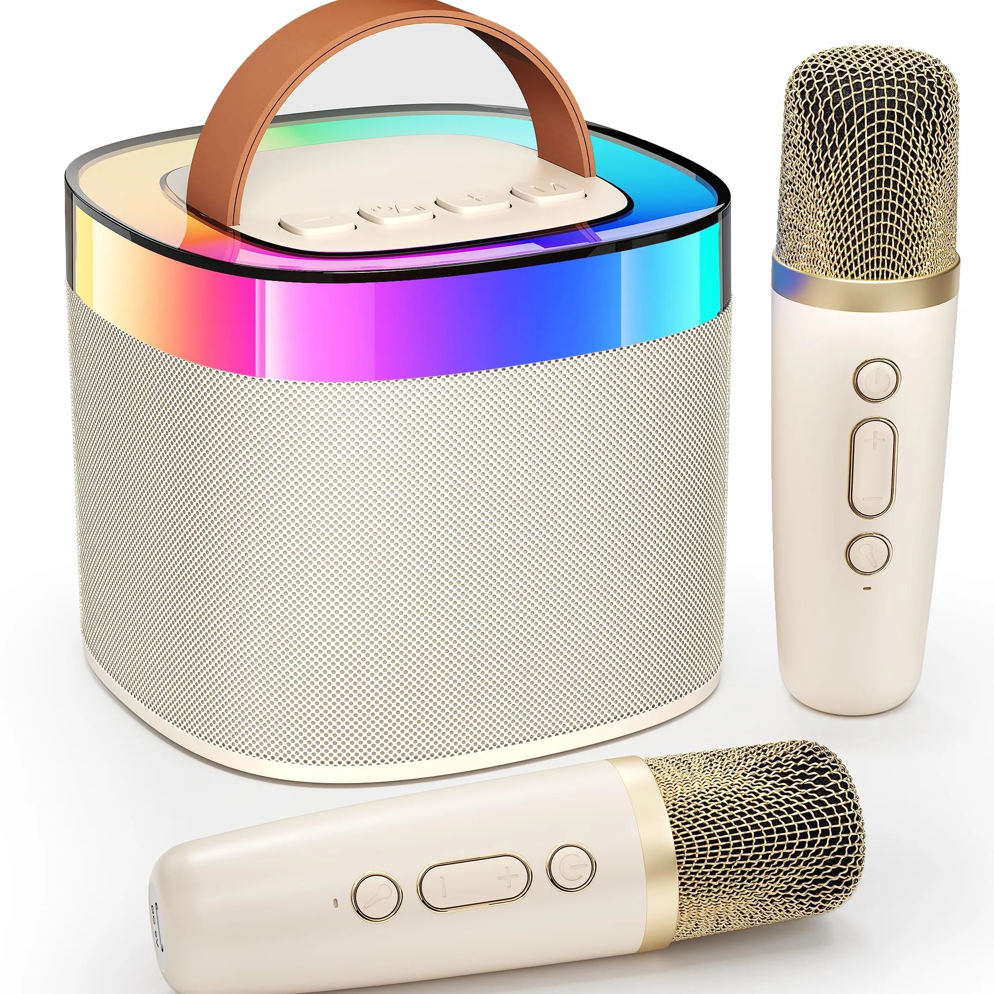 Ankuka Przenośny ekspres do karaoke Bluetooth, głośnik karaoke Bluetooth z 2 mikrofonami, przetwornikami i lampkami LED, prezent dla przyjaciół, czarny
