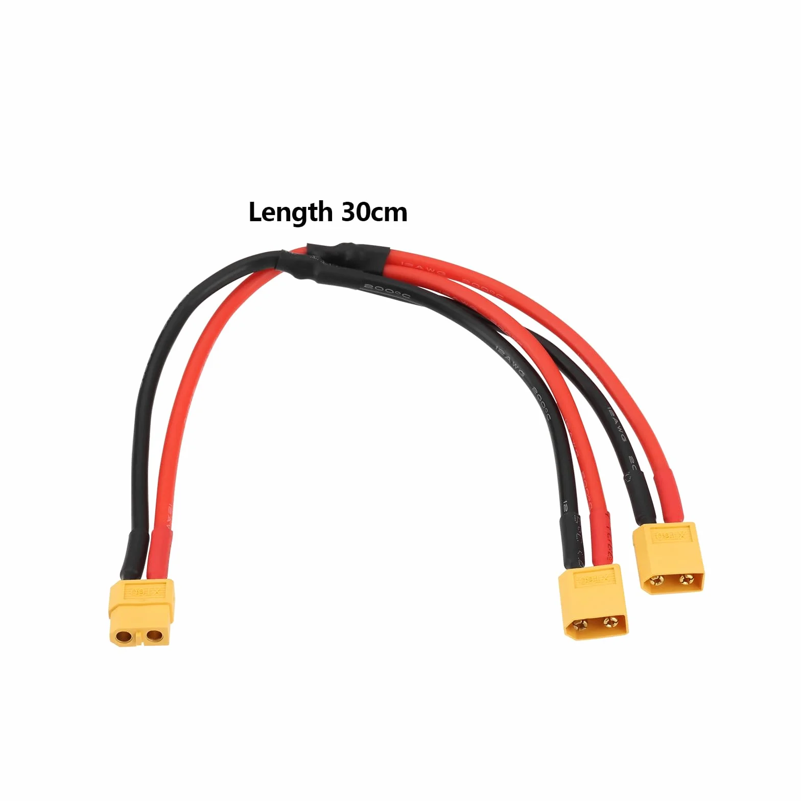 EMSea XT60 żeński na podwójny męski kabel przedłużający 12 AWG XT60 żeński do 2 XT60 męski adapter wtykowy przedłużacz do panelu słonecznego, generatora słonecznego, elektrowni statku (30 cm)