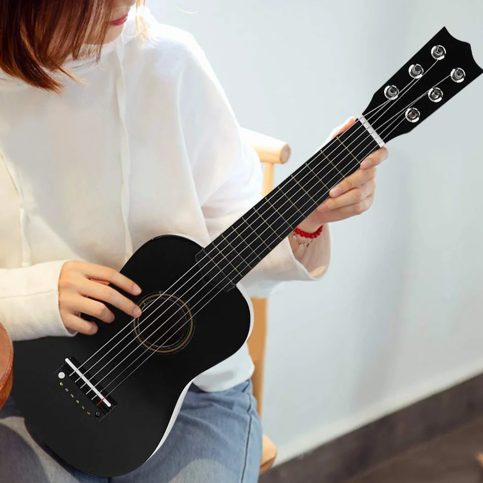 Akustyczna gitara koncertowa 4/4 dla początkujących, 54 cm, struny nylonowe, czarna
