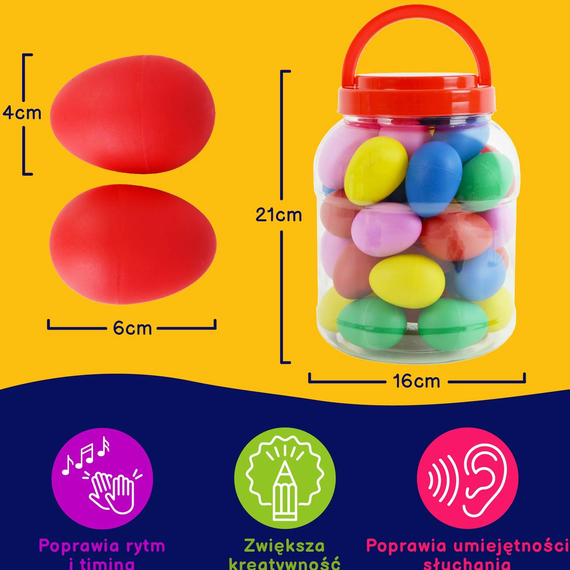 A-Star Egg Shakers Tub of 40 szt Plastikowe marakasy jaj Mieszane kolory