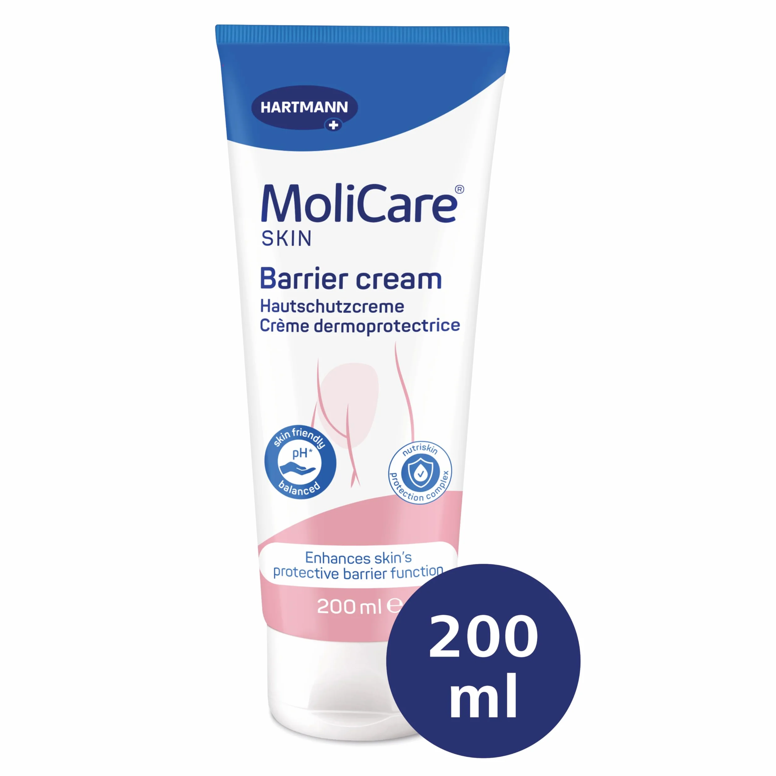 MoliCare Skin - Dermoprotekcyjny krem chroniący skórę części intymnych - pH neutralne dla skóry - 200 ml