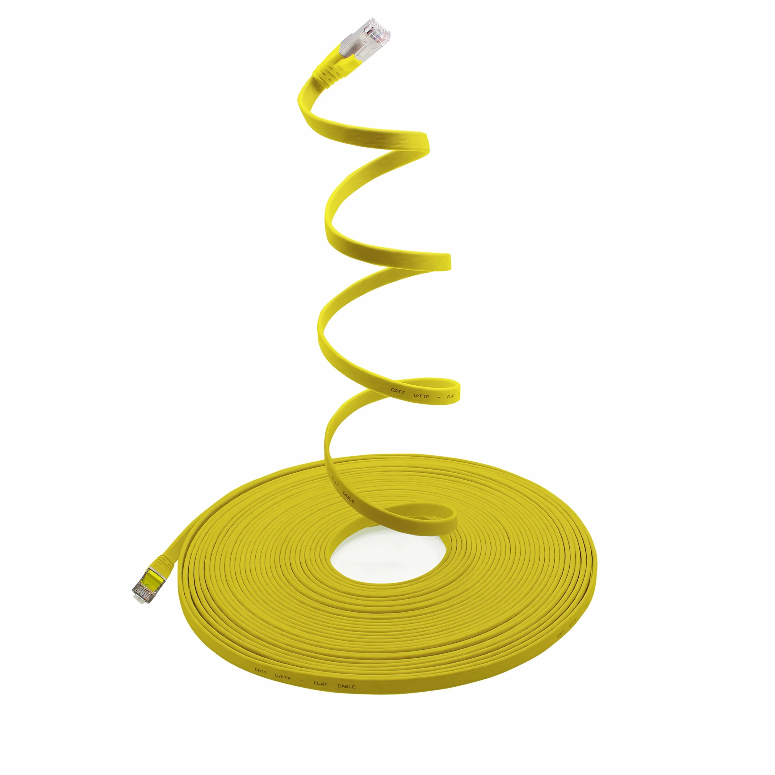 1aTTack.de 3 m - żółty - 1 sztuka kabel Ethernet Gigabit LAN CAT.7 (kabel sieciowy o wysokiej prędkości) 600 MHz, 10000 Mbit/s, smukły, patchkabel (kompatybilny z CAT5 CAT5e CAT6 CAT6a Cat8) wstążka