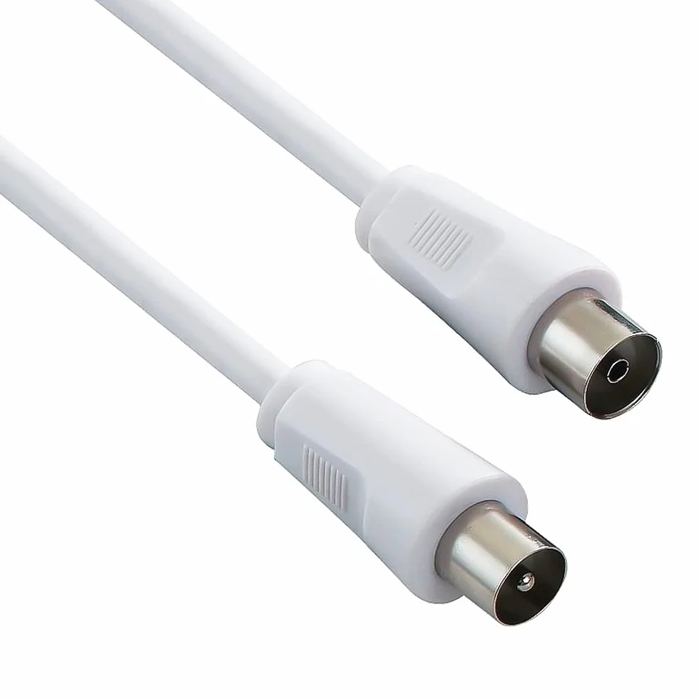 PremiumCord Kabel Antenowy Połączeniowy do TV, 75 Ohm, Wtyczka IEC do Gniazda, Ekranowany - do DVB-C, DVB-T/T2, 4K UHD 2160p, FULL HD 1080p 3D, Kolor Biały, Długość 1m
