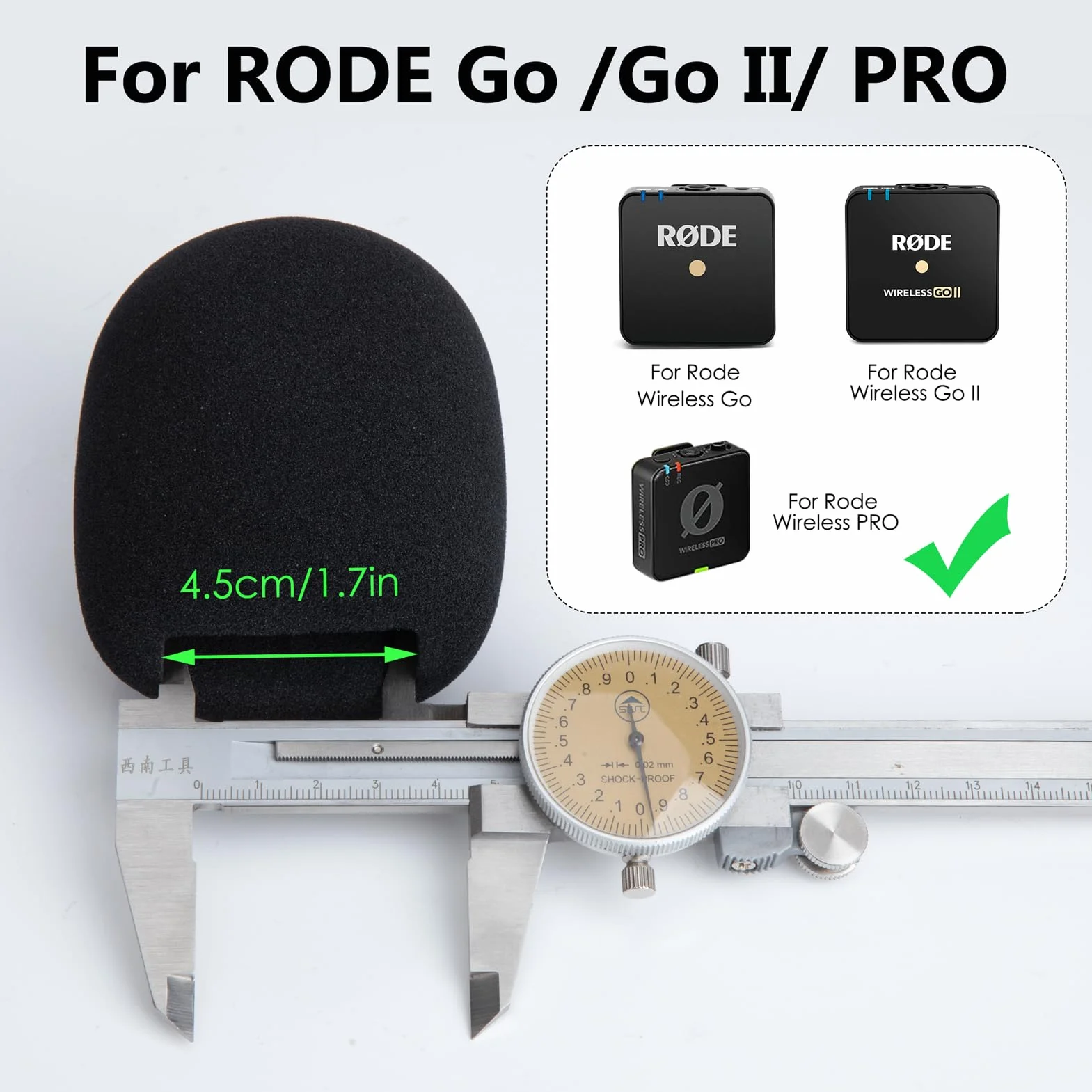 YOUSHARES Piankowa osłona mikrofonu kompatybilna z Rode Wireless Go II/PRO, odpowiednia do adaptera ręcznego Interview Go, wymienny filtr pop rode do blokowania eksplozji dźwięku