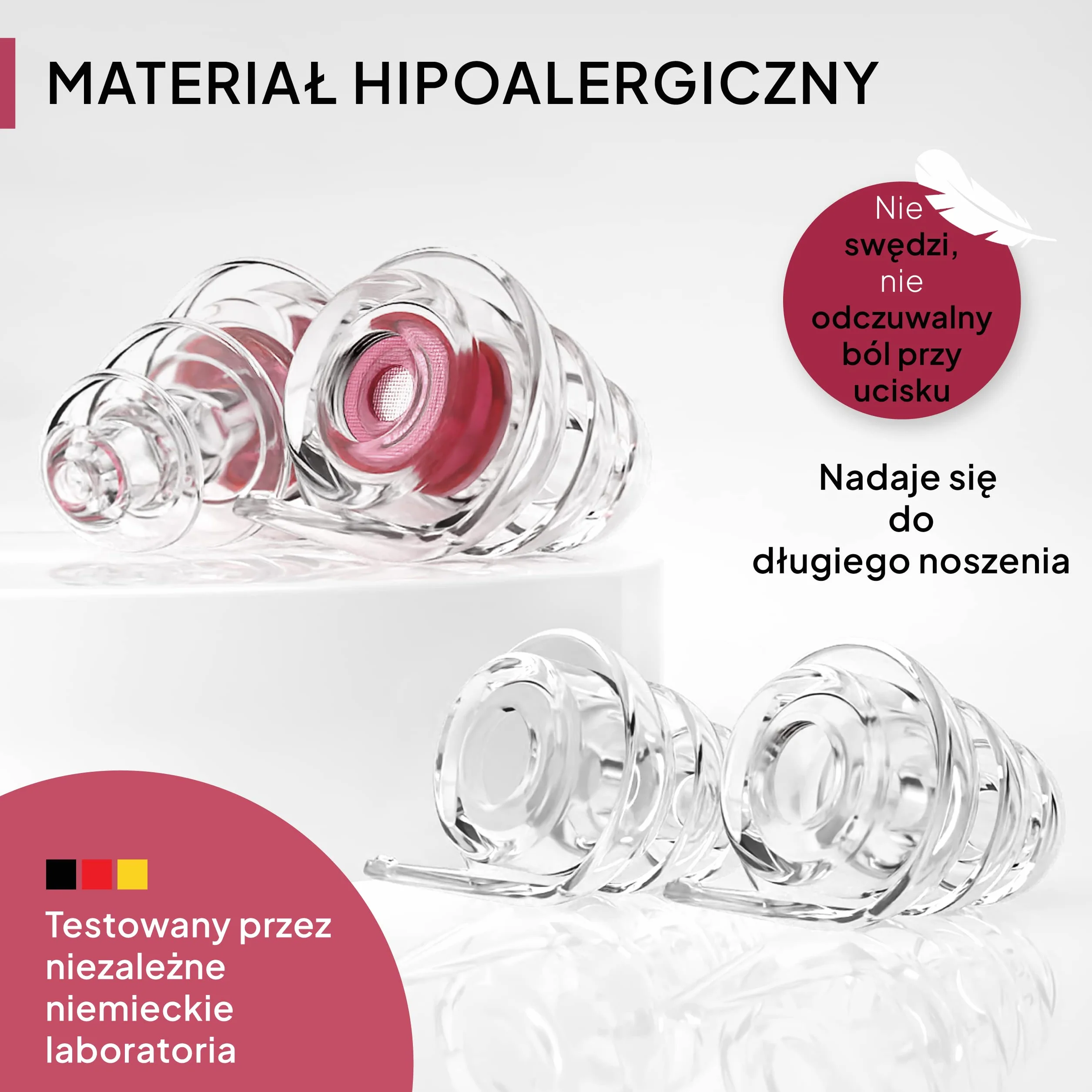 Senner MusicPro - ochronniki słuchu na festiwale, koncerty i dyskoteki, aluminiowy pojemnik, czerwony/przezroczysty - zatyczki do uszu/ochrony słuchu dorośli