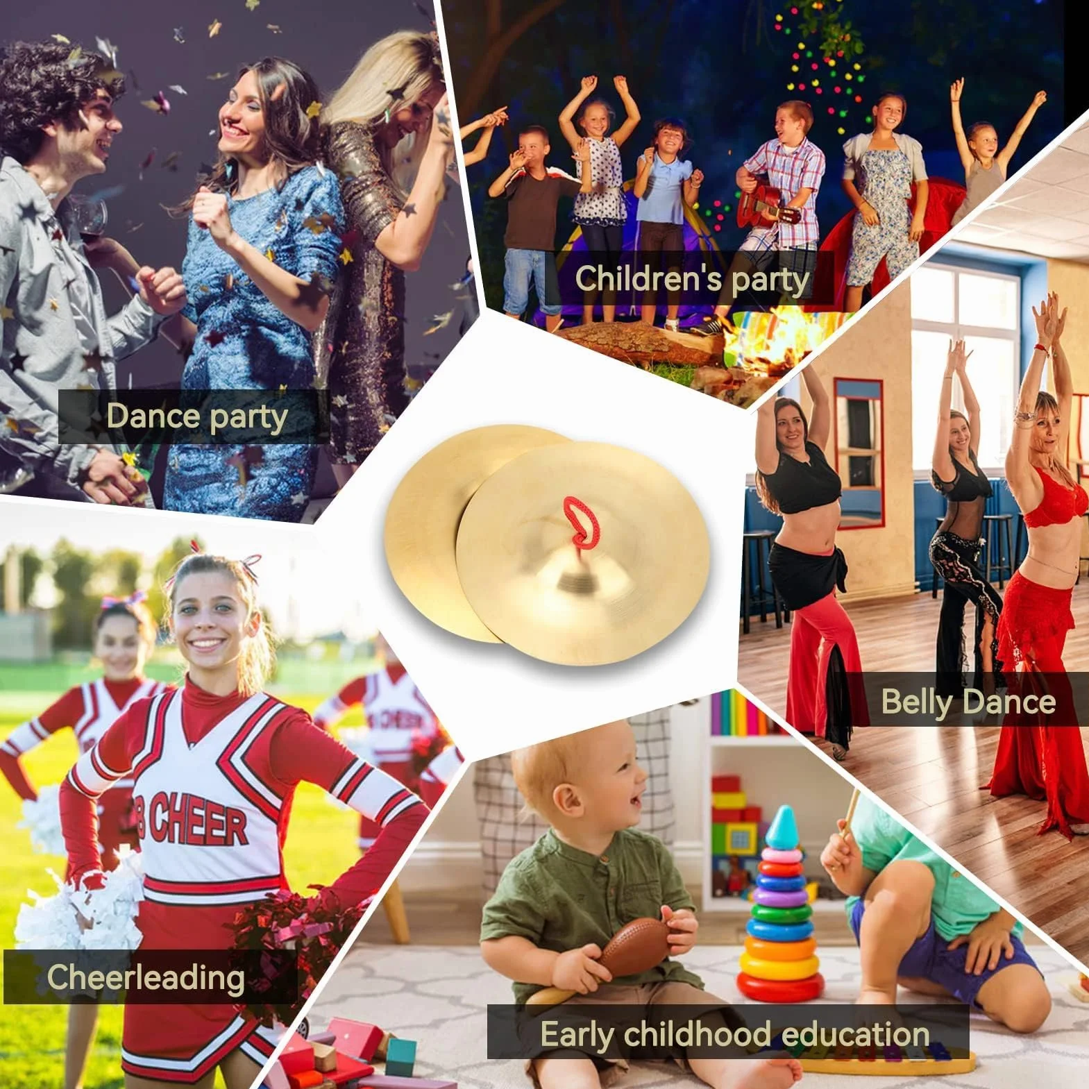 Crash Cymbal, 2 szt. Mosiężny ręczny instrument perkusyjny Instrument perkusyjny dla dzieci Dorośli