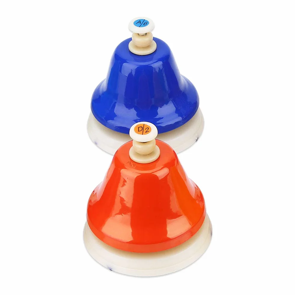 Handbells 8-Note Diatoniczny Kolorowy Zestaw Dzwonków Ręcznych Instrument Muzyczny Coloful Instrument Perkusyjny dla Aktywności Rodzinnej Szkoła ślubna