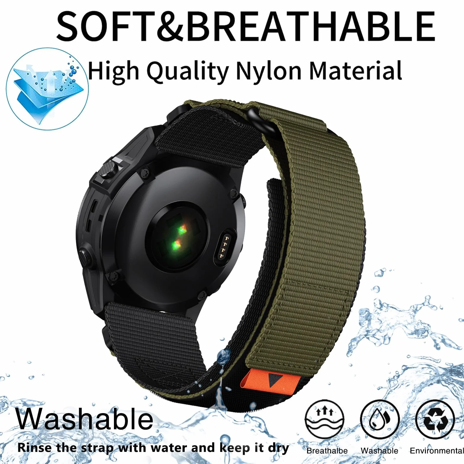 YOOSIDE taktyczna nylonowa bransoletka do zegarka Garmin Fenix 7X / Fenix 6X / Fenix 5X / Enduro 2, QuickFit, 26 mm, pleciony nylonowy pasek na nadgarstek do Tactix 7 Pro, Descent Mk2, QuickFit 26mm