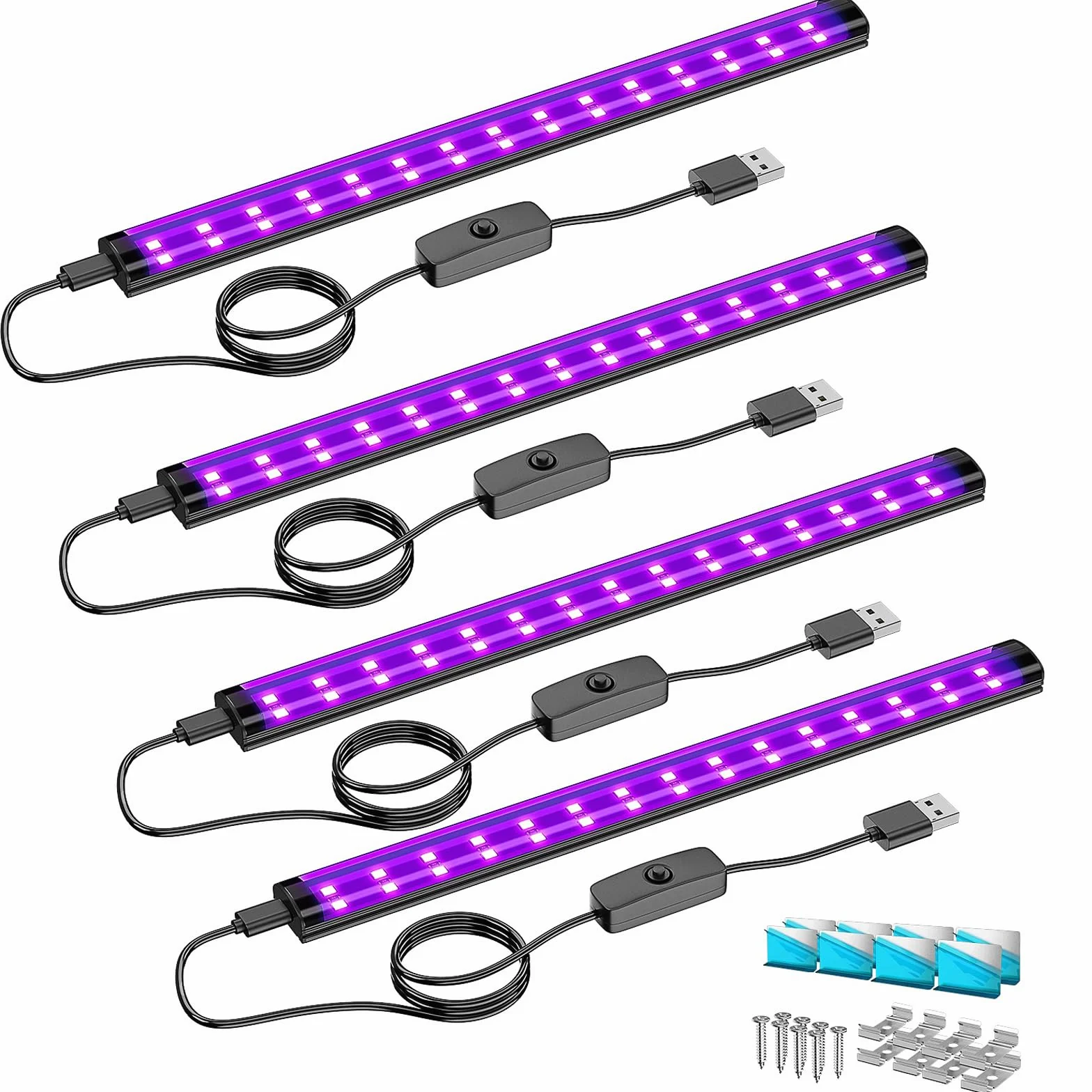Onforu 10 W czarna rura świetlna, USB 28 cm czarna lampa świetlna, 385-400 nm światło UV, czarne światło LED Bar do klubu nocnego, klubu, imprezy glow, akcesoria imprezowe, dekoracje na Halloween, 4