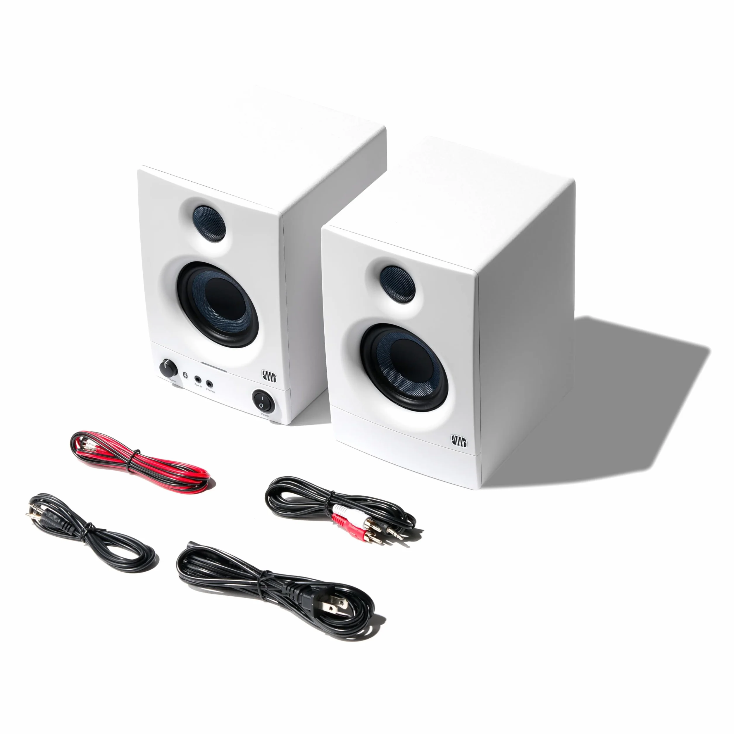 PreSonus Eris 3.5BT Gen 2 in White, Studio Monitor Speakers with Bluetooth, Pair, 3.5 Inch, 2-Way, Powered Desktop Speakers for Multimedia, Gaming, Studio-Quality Music Production, 50W Power