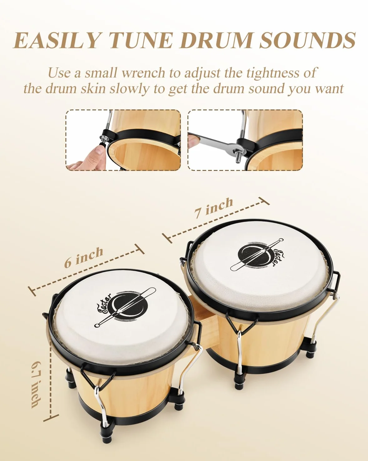 Eastar EBO-1 Wood 6+7 Bongo Drum