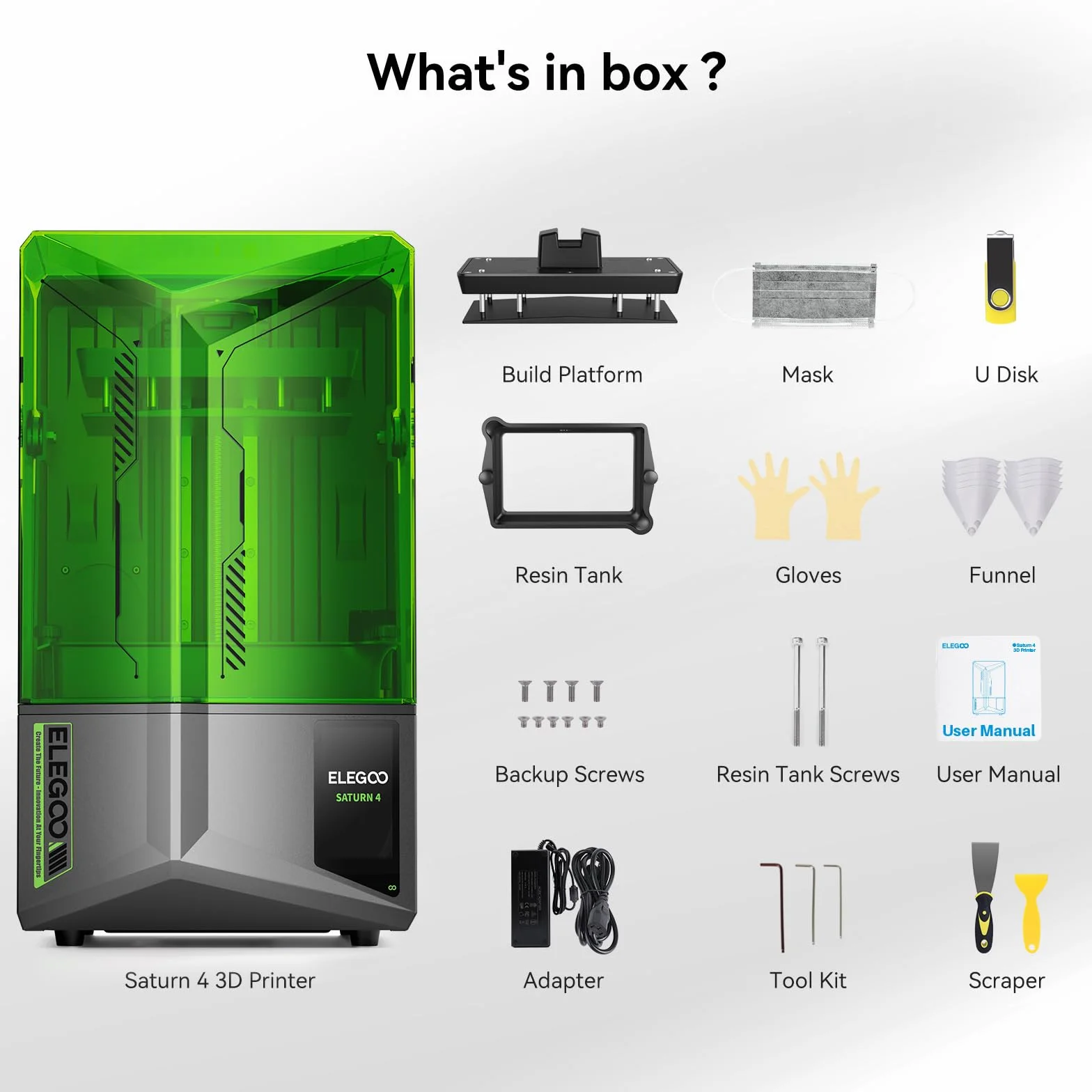 ELEGOO Saturn 4 żywica drukarka 3D, 10" 12K HD Mono LCD, inteligentne automatyczne poziomowanie, inteligentne wykrywanie, 218x122x220mm³