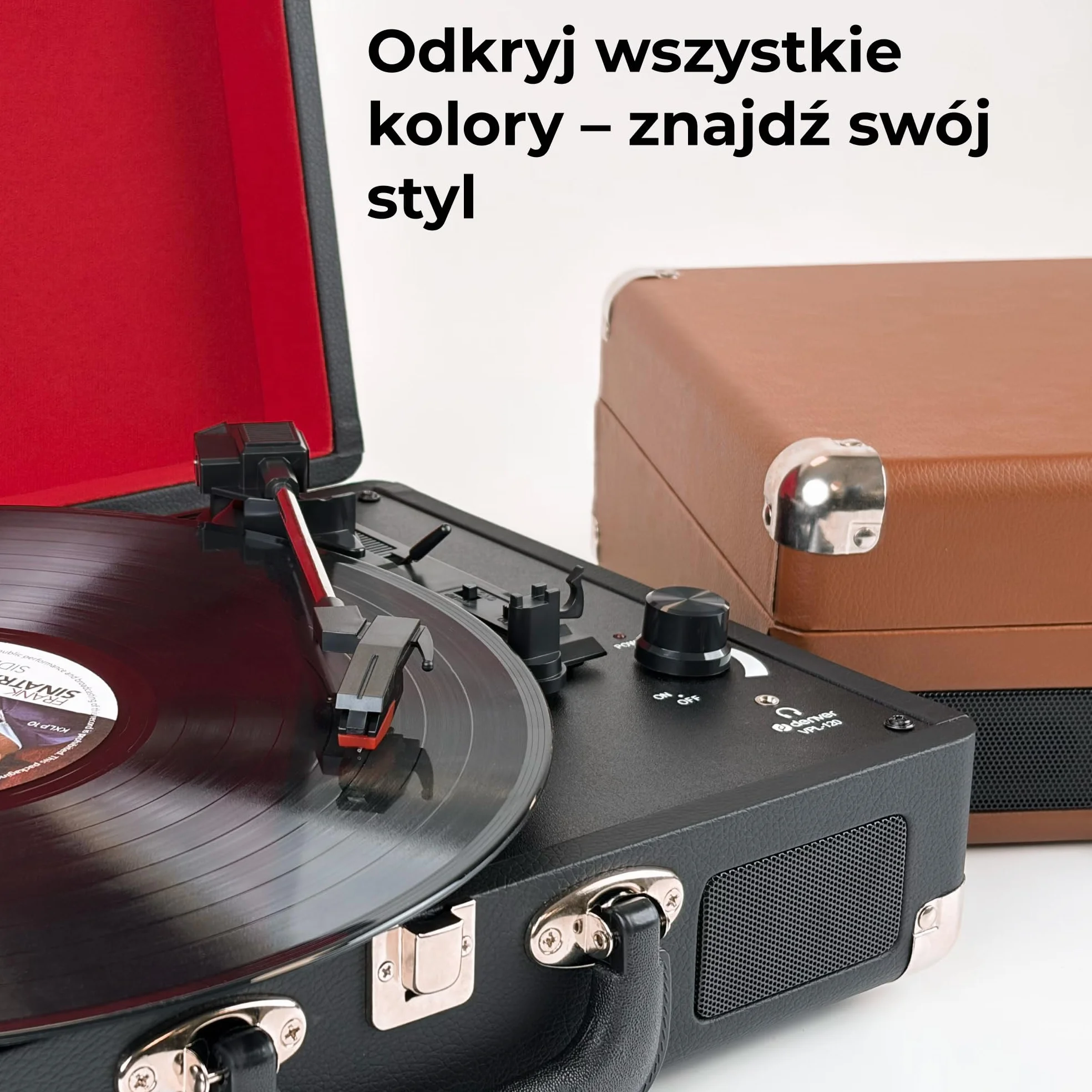 Denver VPL-120BU gramofon retro niebieski odtwarzacz winylowy USB automatyczne zatrzymanie