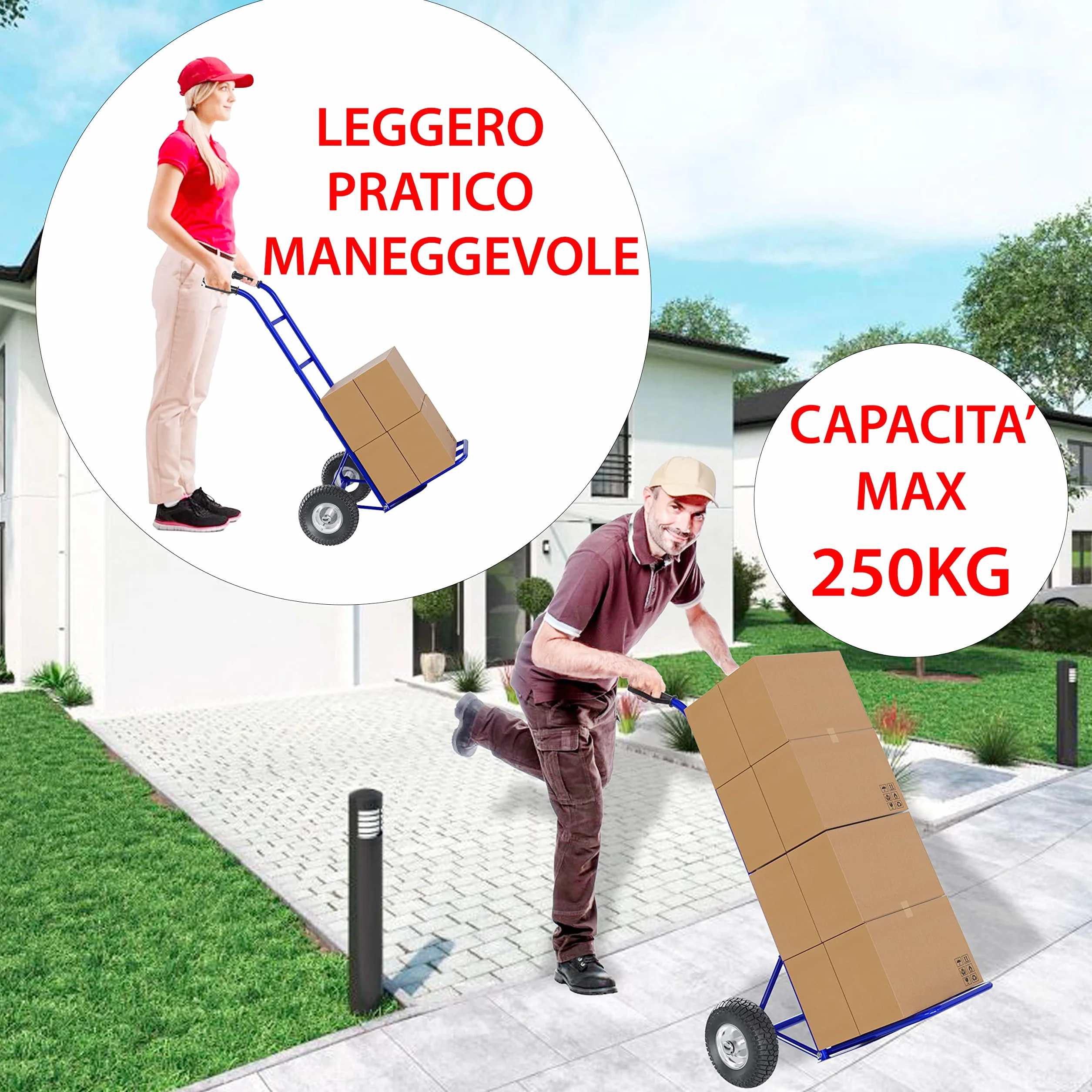 Wózek bagażnikowy Max nośność 250 kg, ręcznie składany stalowy bagażnik rurowy wzmocnione opony transportowe duże zestawy bagażników na deskę o dużej pojemności 63 x 53 x 116 cm (niebieski)