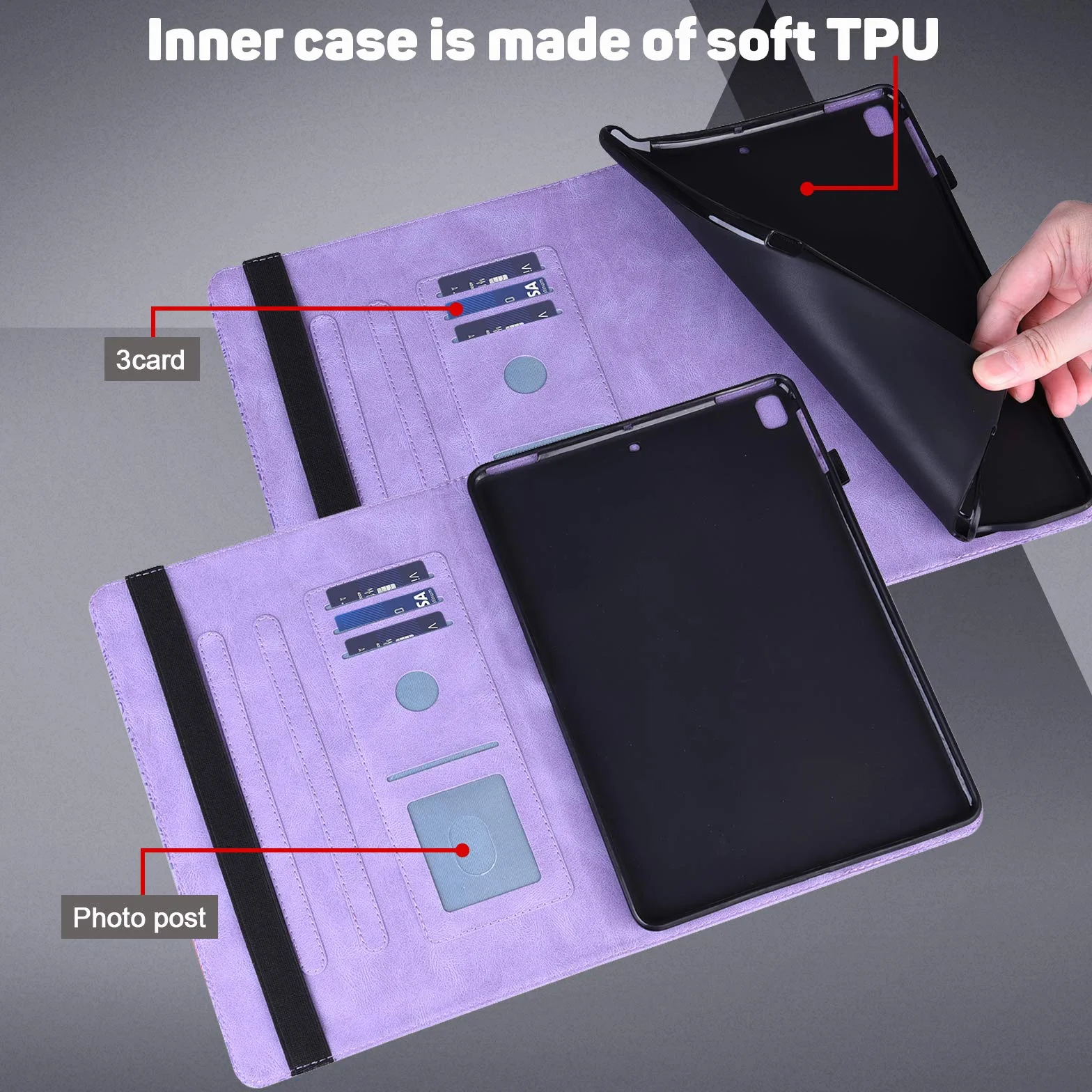 Etui na tablet Samsung Galaxy Tab A 8.0 2019 (SM-T290 / SM-T295) z folią ochronną i rysikiem - ultra cienkie z funkcją stojaka Flip Cover etui ze skóry PU (fioletowe)