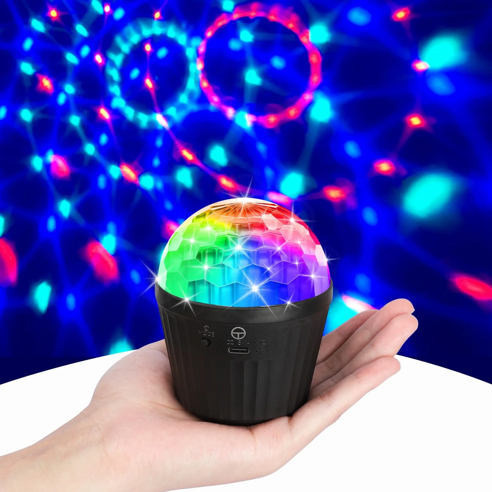 Mini kula dyskotekowa, aktywowana muzyką, lampa dyskotekowa LED z pilotem zdalnego sterowania, 3 W, RGB, dynamiczne efekty świetlne, kula dyskotekowa, oświetlenie USB, oświetlenie imprezowe na