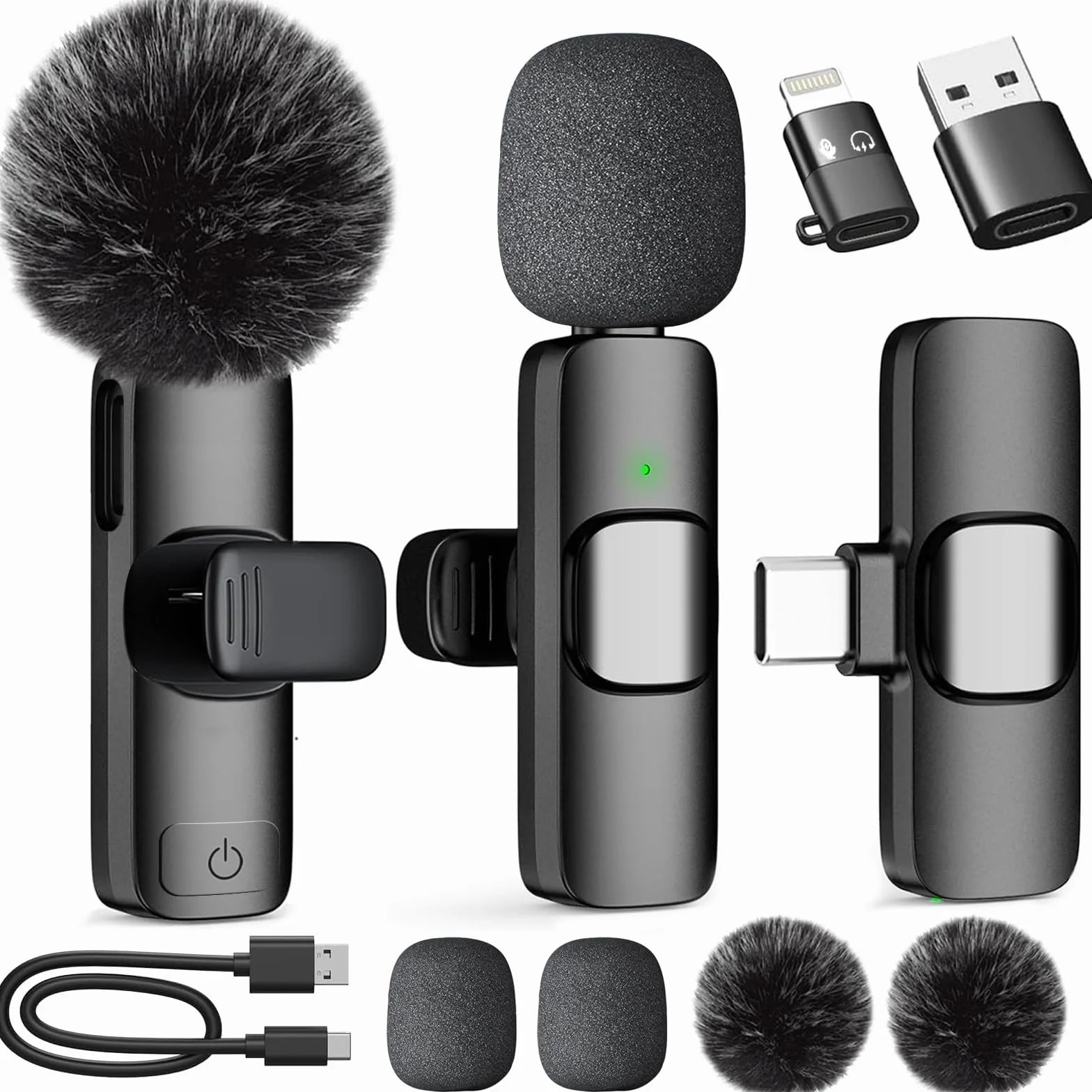 Bezprzewodowy Mikrofon Klapkowy, Miniaturowy Mikrofon Klipsowy Plug-and-Play z Redukcją Szumu, Kompatybilny z iPhone, iPad, Android, Do Nagrywania Wideo, TikTok, YouTube, Transmisji na Żywo
