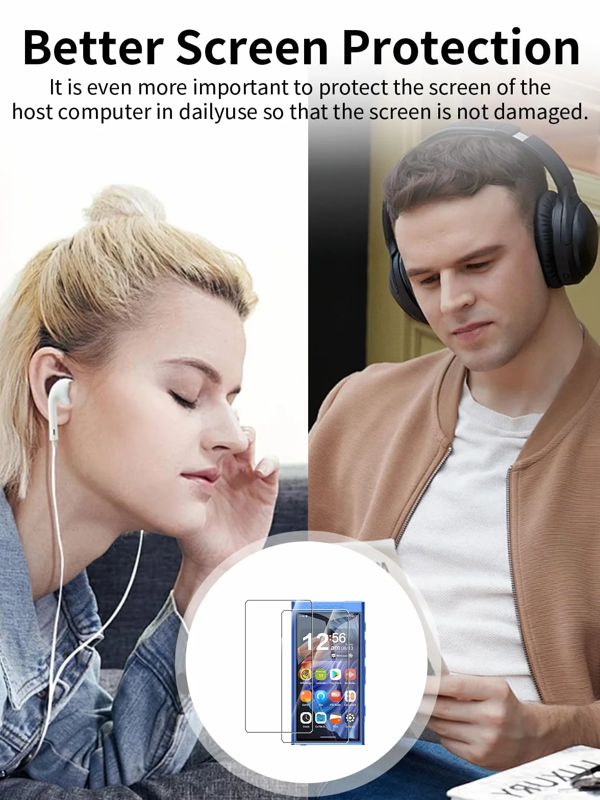 2-szt. zestaw ochroniaczy ekranu do odtwarzacza audio HiBy M300, odpornych na zużycie i o wysokiej rozdzielczości, odpornych na zarysowania i odciski palców