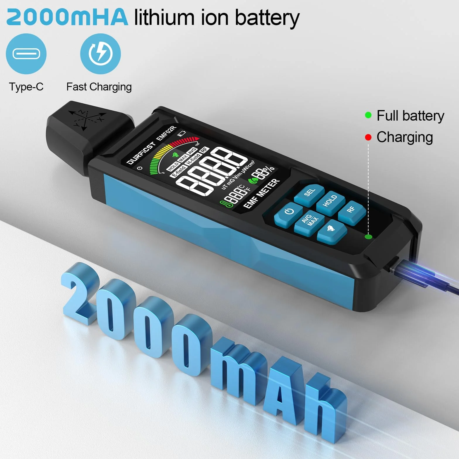 Miernik Pola Elektromagnetycznego, DURFICST 5 w 1 Akumulatorowy Detektor Promieniowania Pla Elektromagnetycznego Dla EF, RF, MF i WiFi, WieżeTtelefonii Komórkowej, Inteligentne Liczniki, Bluetooth