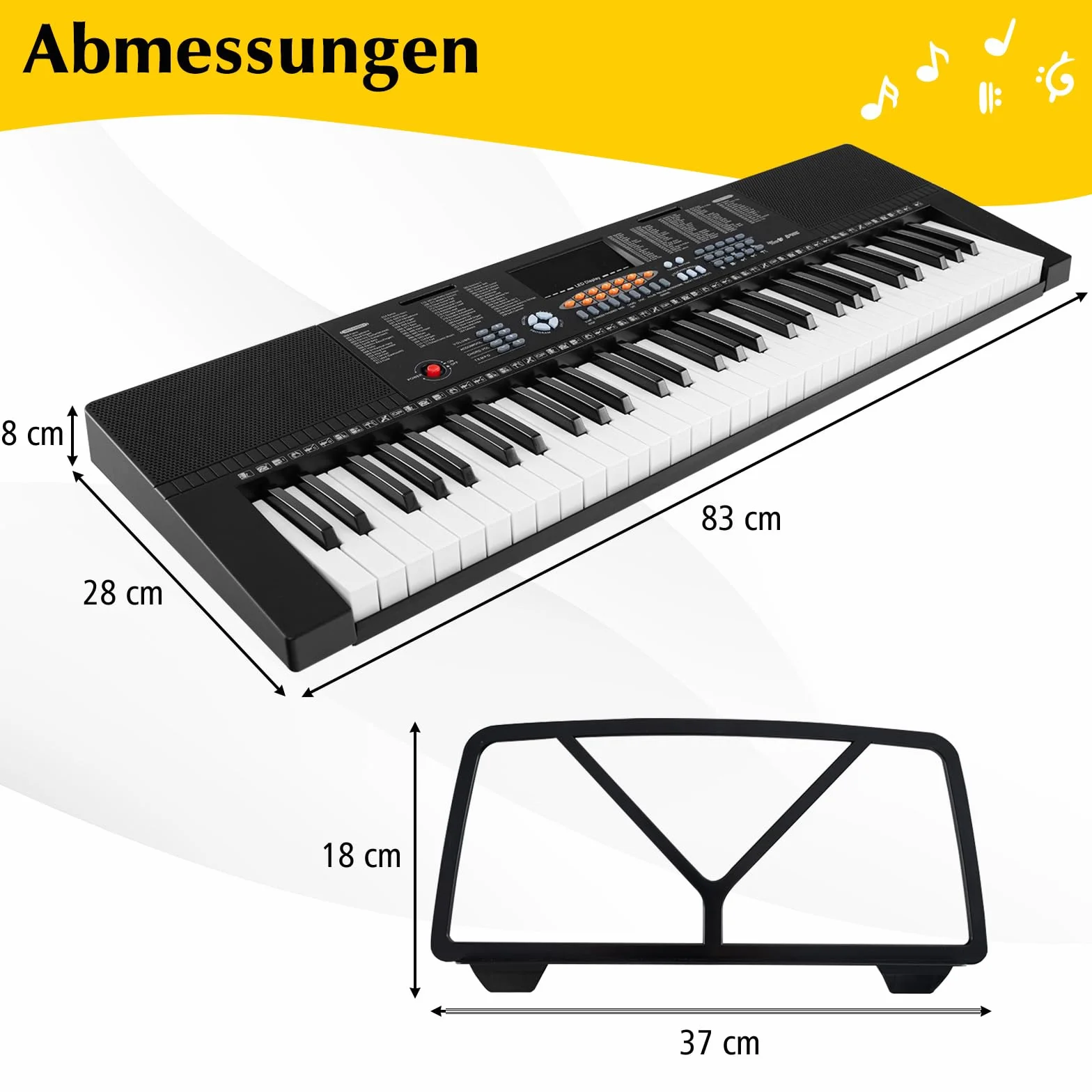 COSTWAY Klawiatura pianino dla początkujących z 61 klawiszami, cyfrowe pianino z 300 tonami, 300 rytmów, 50 demo, 3 tryby nauki, w zestawie stojak, mikrofon