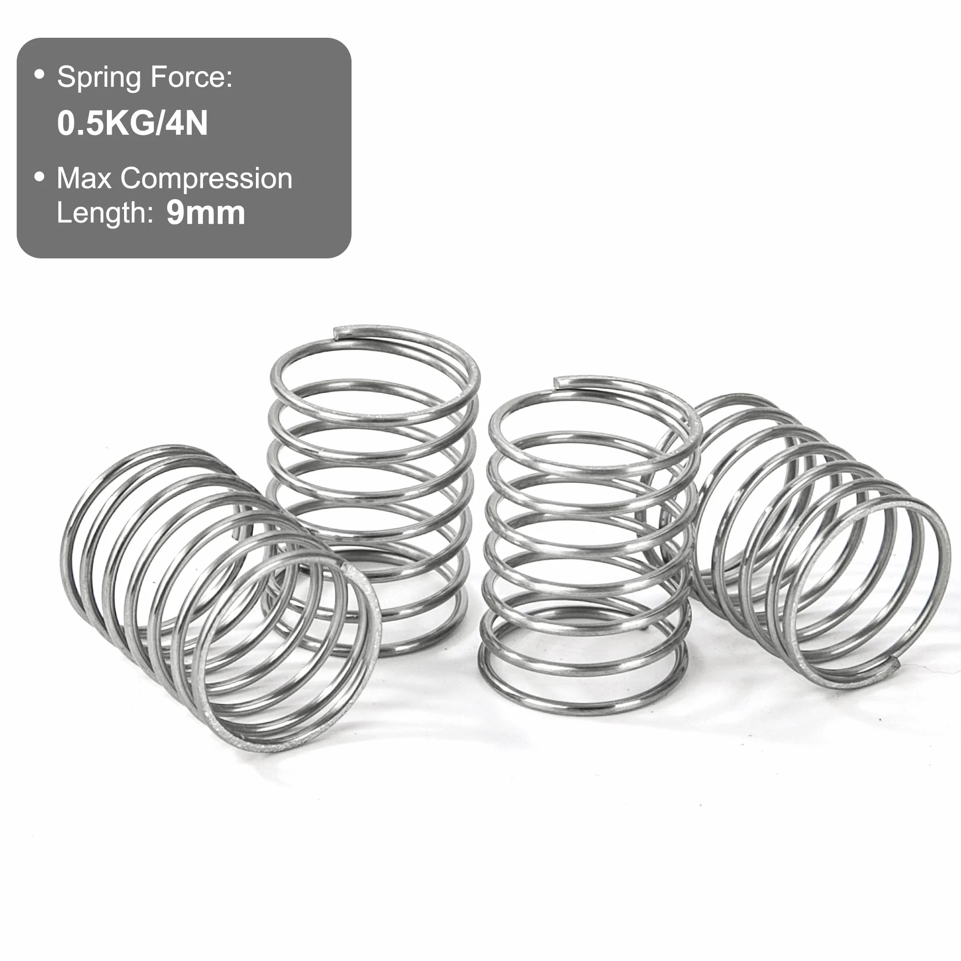 Sprężyny ściskające 20 mm sprężyna ze stali nierdzewnej 304 średnica drutu 1 mm średnica zewnętrzna 16 mm siła sprężyny 0,45 kg 4 sztuki