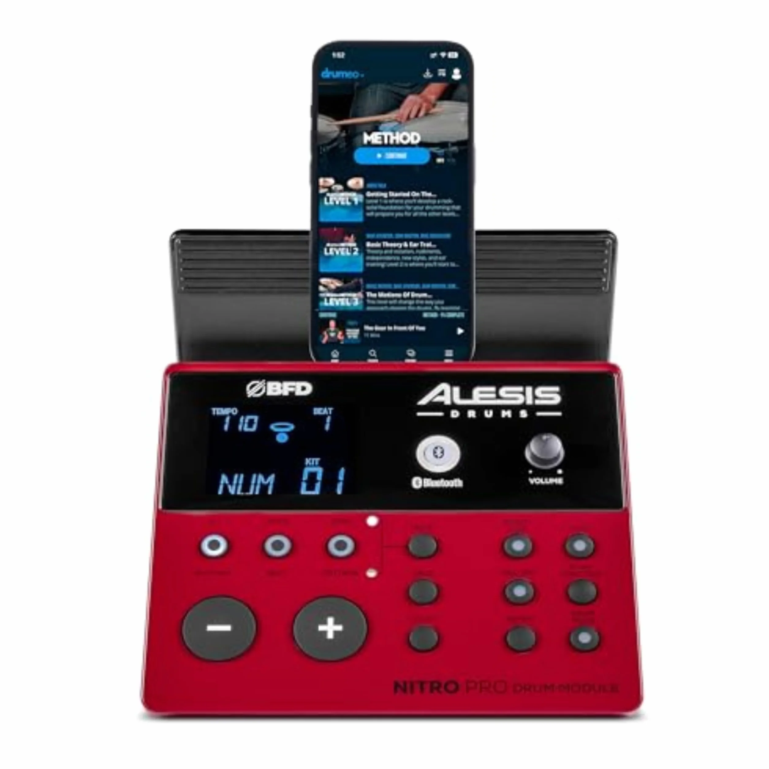 Alesis Nitro Pro Elektryczna perkusja z 2-strefowymi padami siatkowymi, 500+ brzmień BFD, Bluetooth, Drumeo, USB MIDI, zgodna z 2 bębnami basowymi