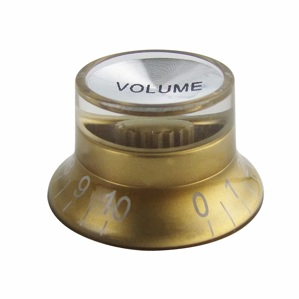 FLEOR Gałki regulacji głośności i tonu w stylu Top Hat 2T2V z aluminiową górą do gitary w stylu SG LP 18-punktowy garnek, złote