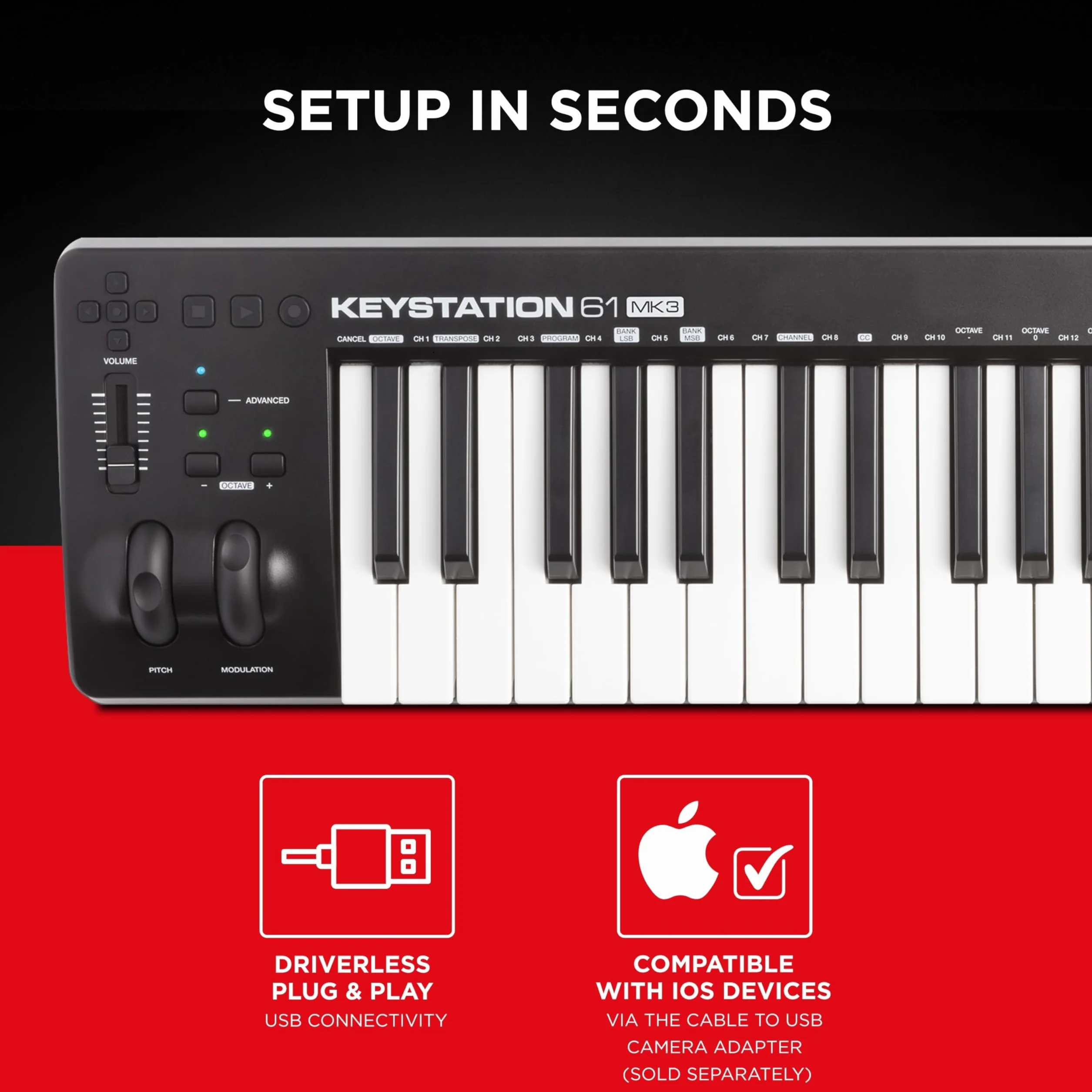 M-AUDIO Keystation 61 MK3 61-klawiszowa klawiatura sterująca MIDI USB