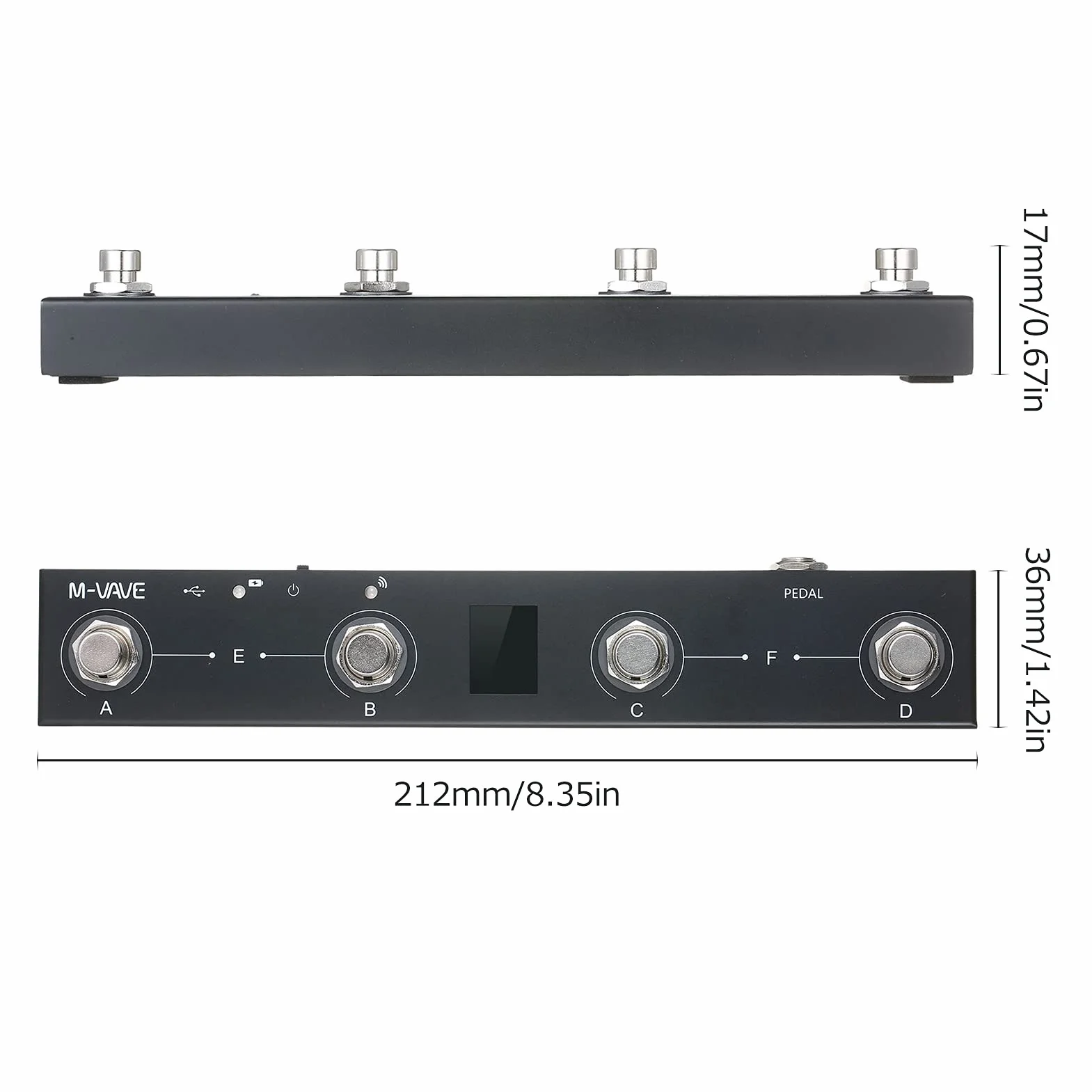 Kontroler MIDI nożny bezprzewodowy, bezprzewodowy kontroler MIDI z funkcją BT, ładowany z aplikacji, 4 przyciski, przenośny MIDI z sterowaniem aplikacyjnym