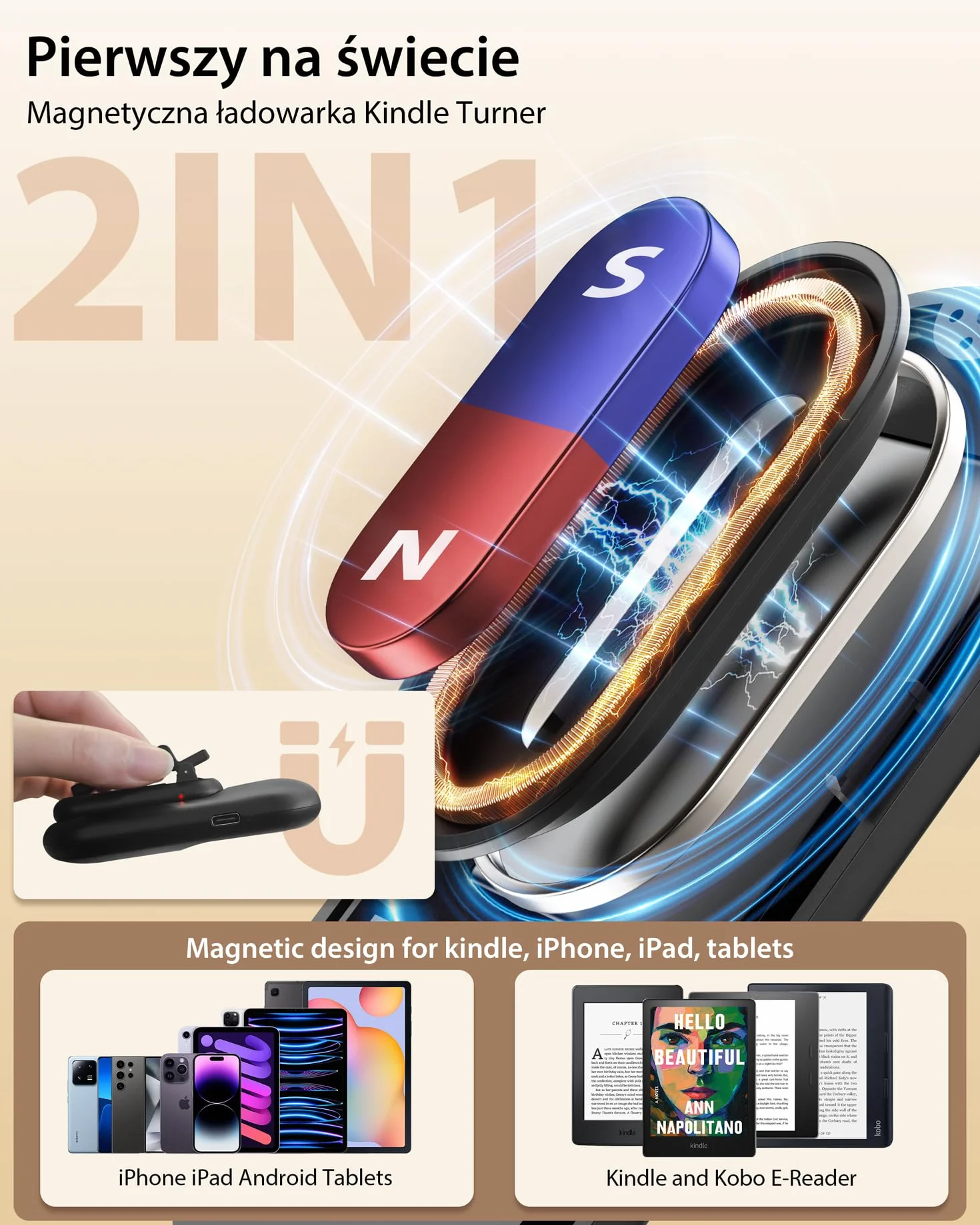 Stouchi Remote Control Page Turner do Kindle Paperwhite Akcesoria Colorsoft Oasis Scribe eReaders 2 w 1 Magnetyczny Kindle Clicker Lekki do Kindle iPad Tablet z Paskiem na Nadgarstek-Czarny