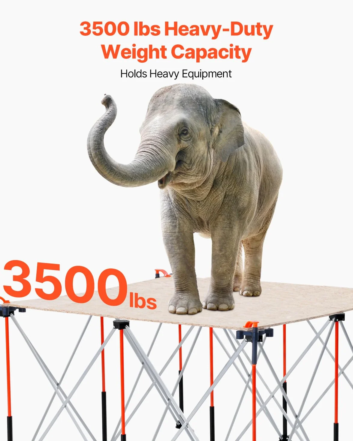 VEVOR Przenośny składany stół warsztatowy 1264 x 1264 mm składany stół roboczy bez montażu, obciążenie 1589 kg z torbą do przechowywania, blat stołu nie jest dołączony, do garażu, warsztatu