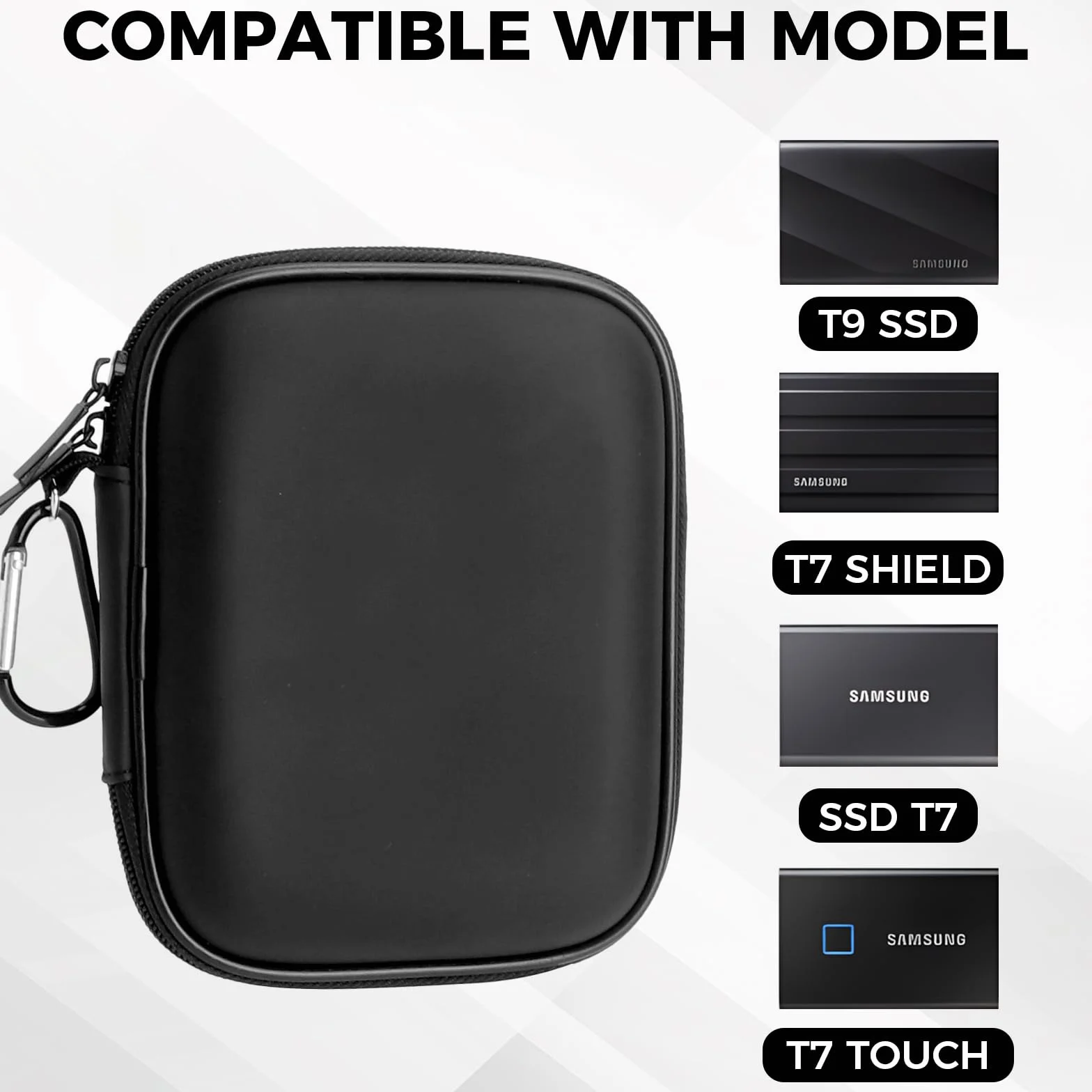 Pokrowiec na dysk twardy SSD do Samsung T9/T7 Shield/T7/T7 Touch, twarda obudowa mała torba do przenoszenia, Portable SSD 1TB 2TB 4TB zewnętrzny SSD Case etui ochronne
