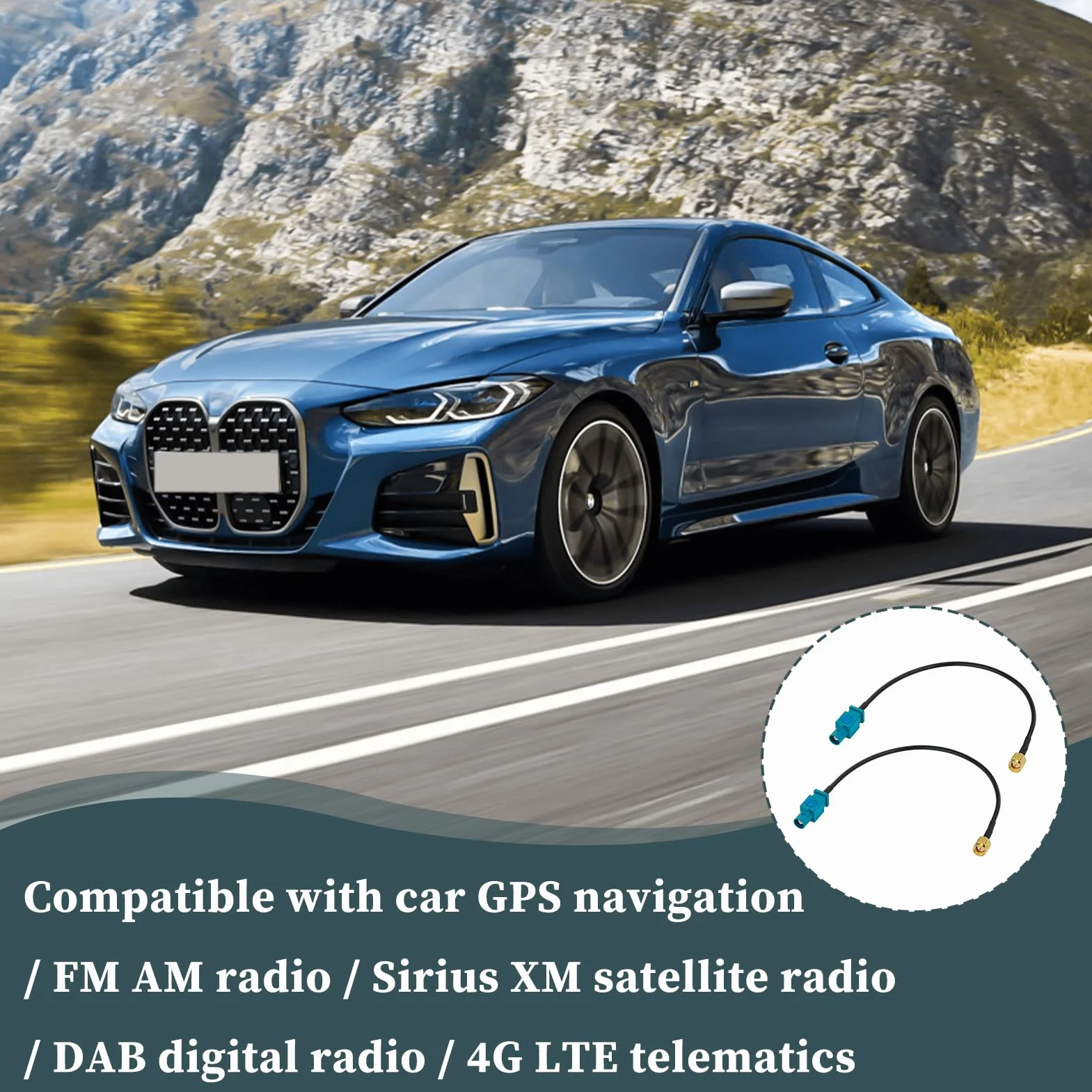 2 sztuki Fakra Z męski na SMA męski adapter anteny samochodowej 15 cm do nawigacji GPS, radia FM Am, Sirius XM, radio cyfrowe Dab, telematyka 4G LTE, złącze koncentryczne RG174, moduł Bluetooth