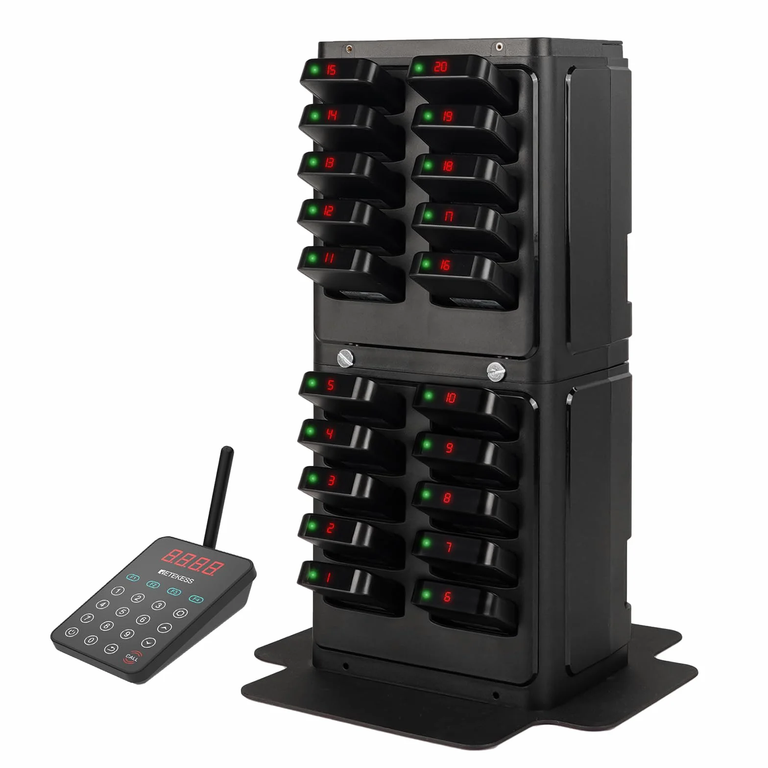 TD177 Retekess Bezprzewodowy system przywoławczy, 20 Buzzer Pagera, 7 Trybów Wywoływania, Parowanie Jednym Przyciskiem, Alarm Poza Zasięgiem, Odliczanie Czasu Obsługi, Pagery Do Restauracji