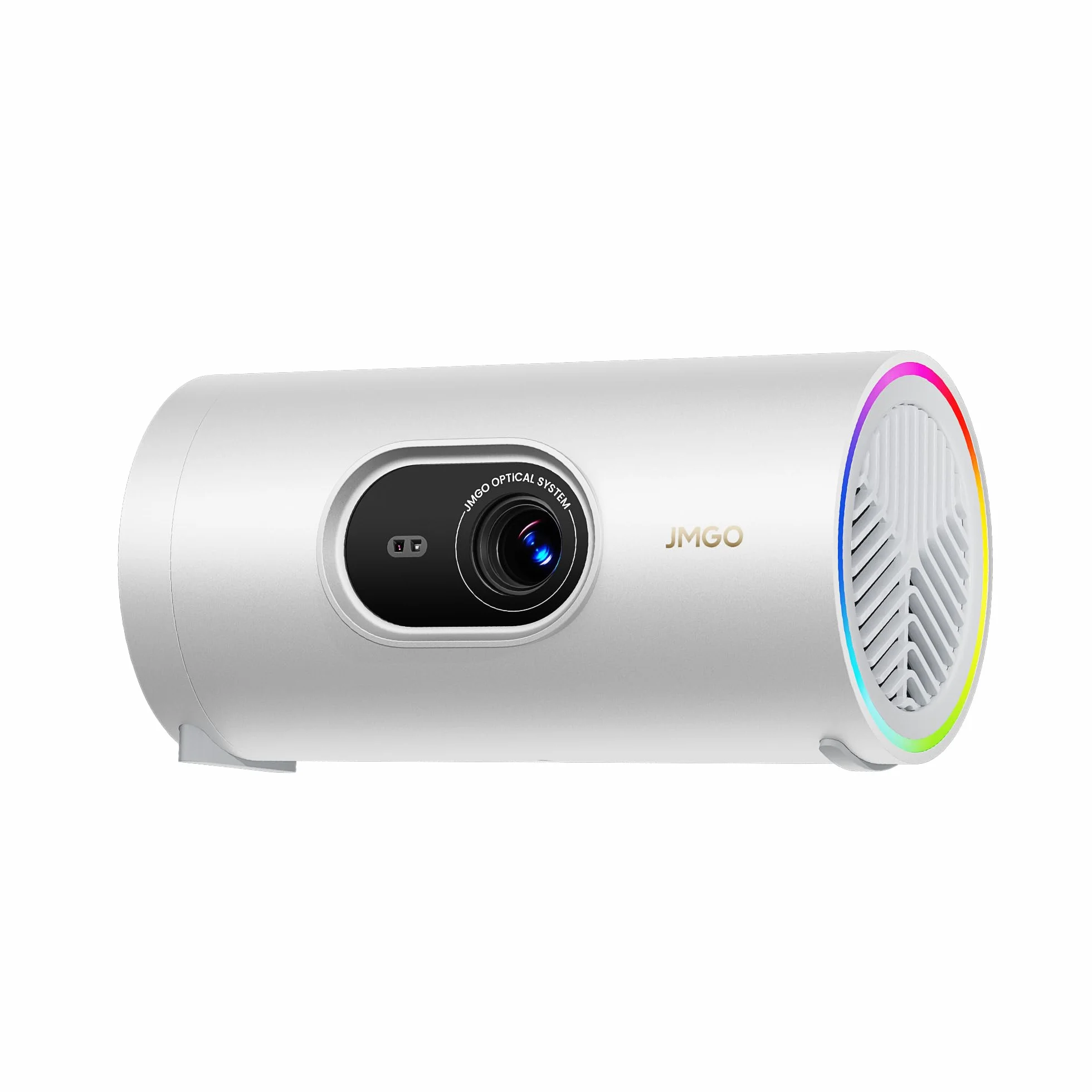JMGO Picoplay Minirzutnik, 400 lumenów ISO, gimbal z autofokusem w czasie rzeczywistym, Google TV, Netflix, Rec.709 127 %, HDR10, Blu‑ray 3D, projekcja do 200″, do kina plenerowego i gier, biały