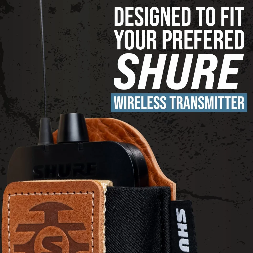 Shure Premium skórzana saszetka na pasek do bezprzewodowego nadajnika mikrofonu, czarna (SH-BODYPACK-PBK-L)