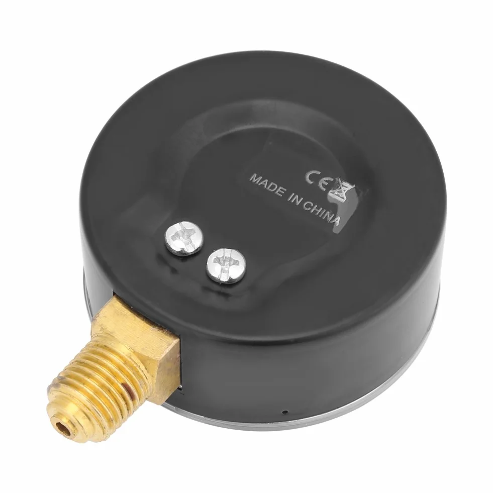 1/4" NPT ekonomiczny uniwersalny manometr, 0-6 barów, hydrauliczny miernik ciśnienia powietrza z 6 cm płytką tarczową, manometr z bocznym mocowaniem