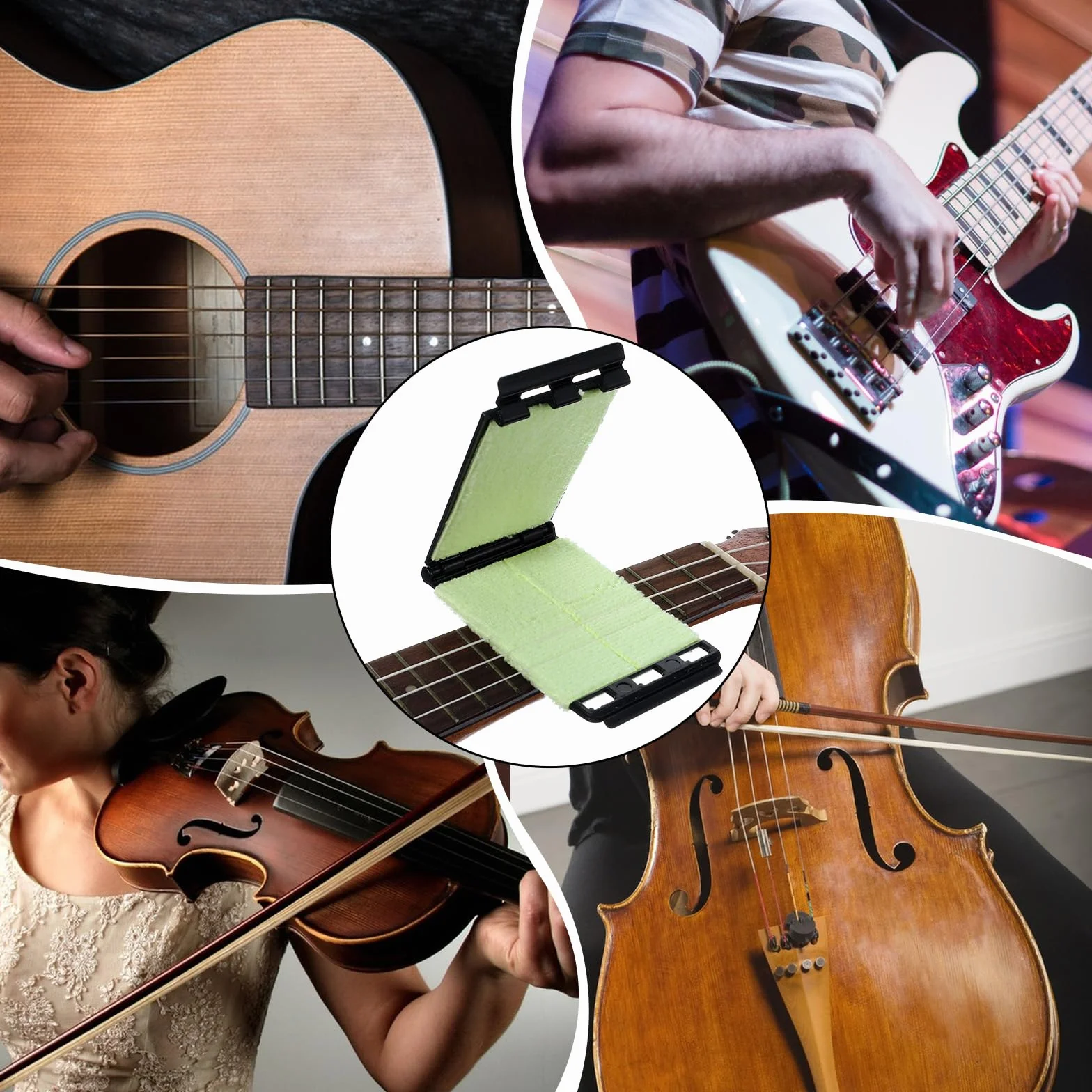 2 szt. nici dentystycznej do czyszczenia strun gitarowych podstrunnicy do gitary elektrycznej zestaw do konserwacji podstrunnicy premium czysta ściereczka narzędzie szorowanie do skrzypiec basowych